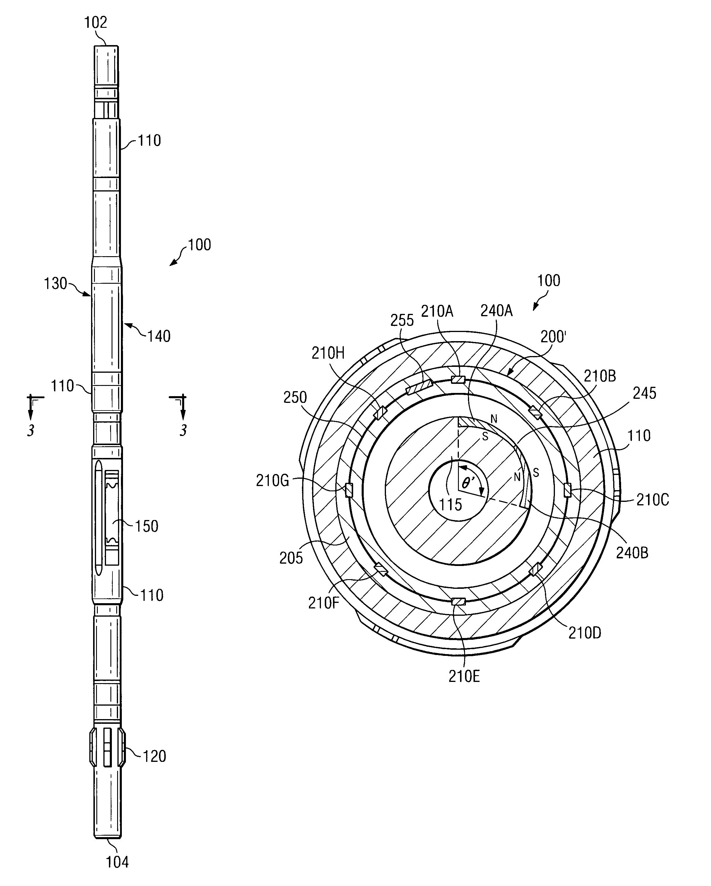 Angular position sensor for a downhole tool