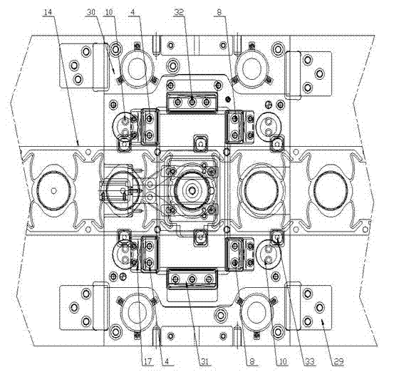 Pneumatic connection rod type rotary cutting mould