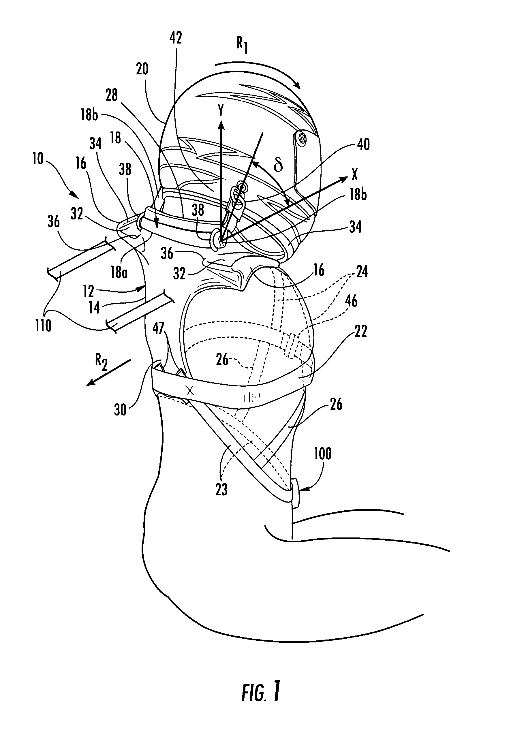 Head restraint device having a support member with back and shoulder portions