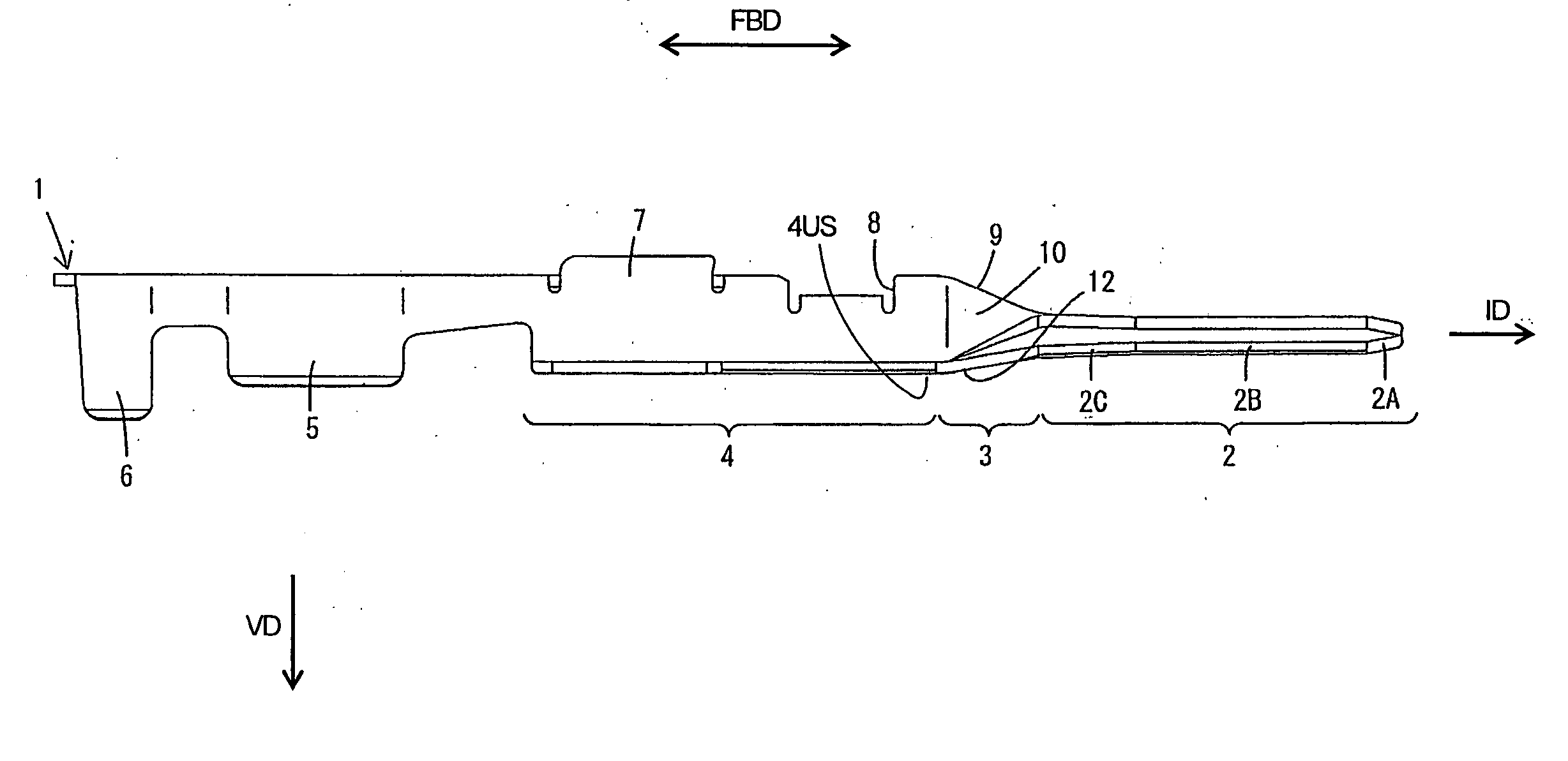 Male terminal fitting and blank therefor