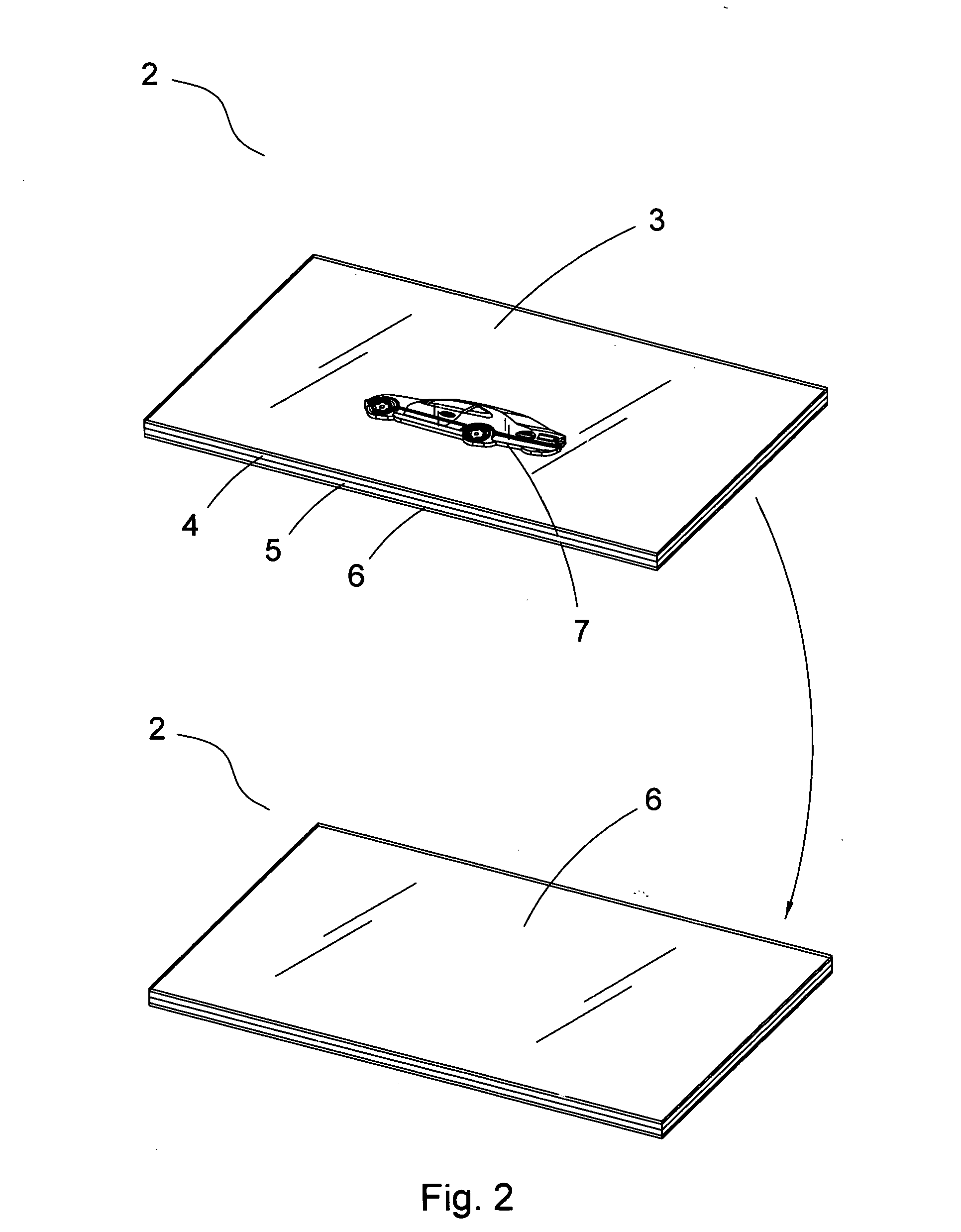 Card with a picture-contained mirror surface layer