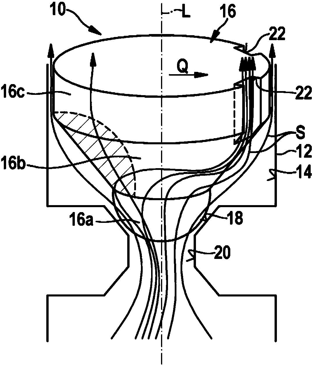 Valve device for throttling a pressure medium flow, and damping device for damping pressure pulsations