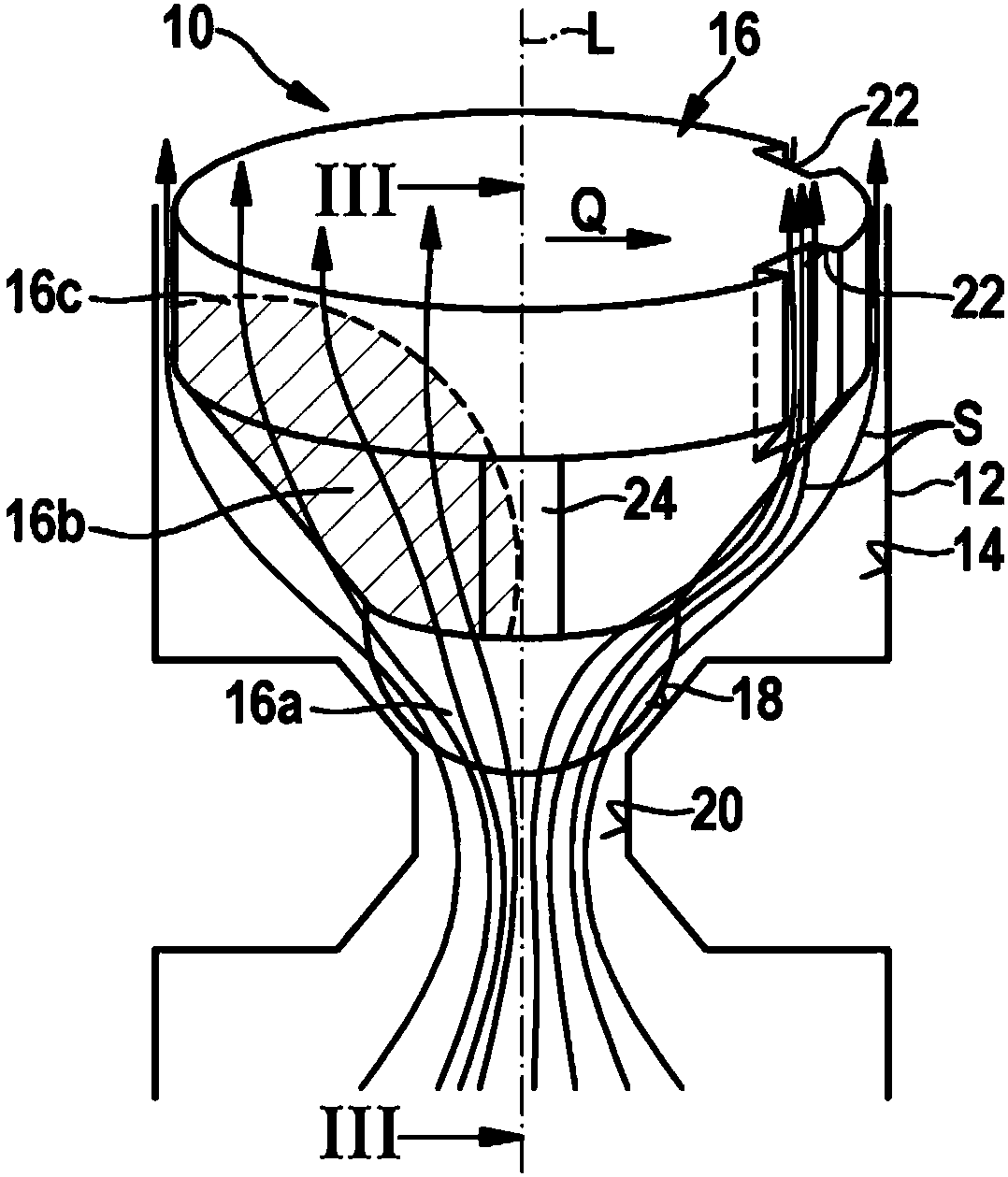 Valve device for throttling a pressure medium flow, and damping device for damping pressure pulsations