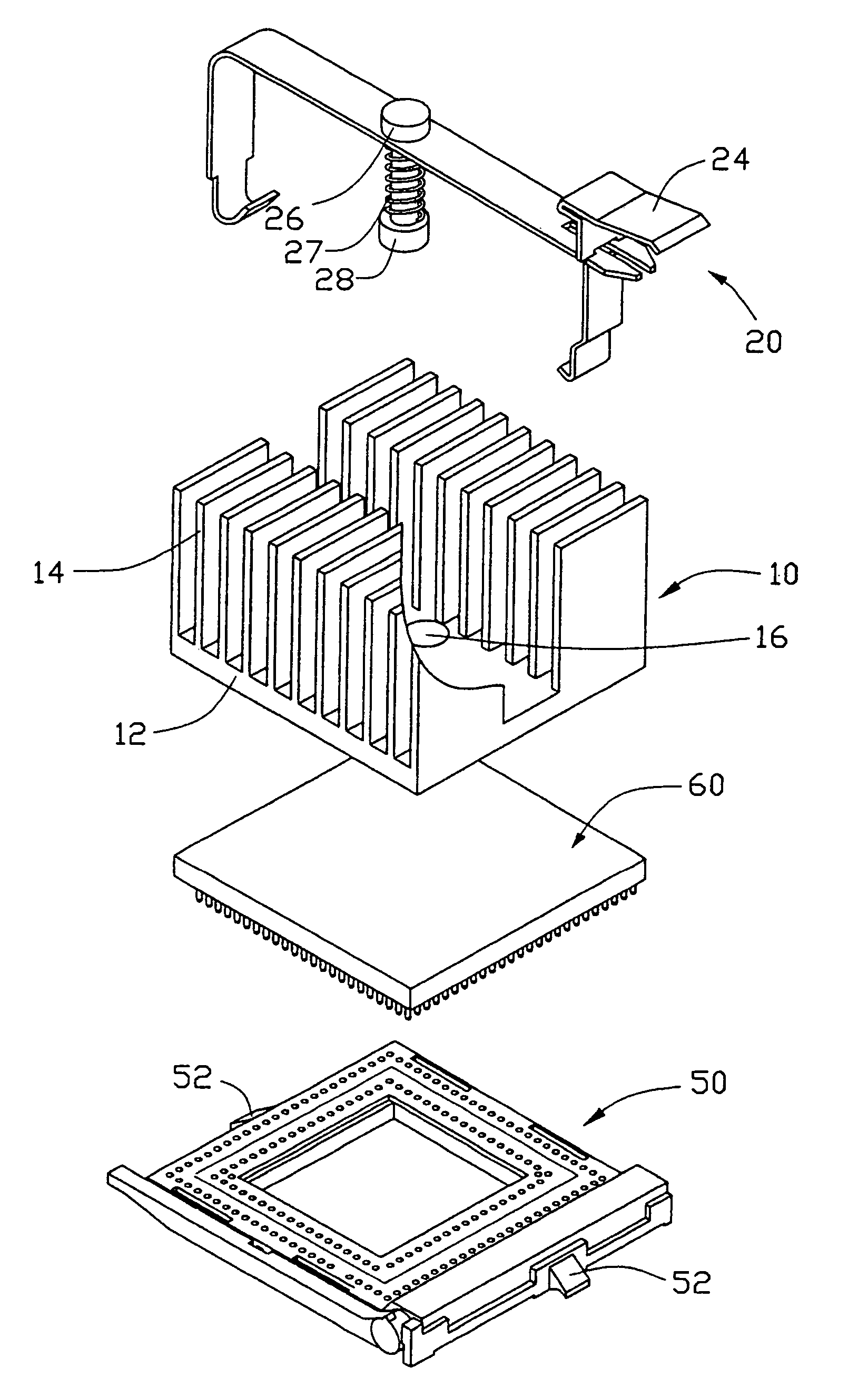 Heat sink clip with pressing post