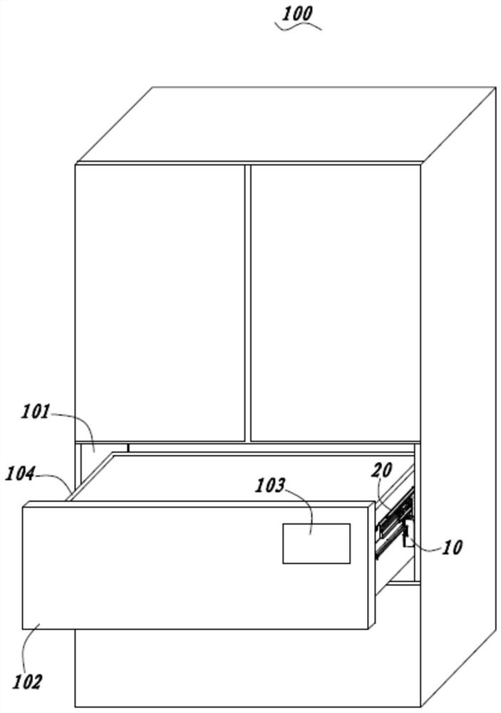 Refrigerator with slide rail cable routing mechanism