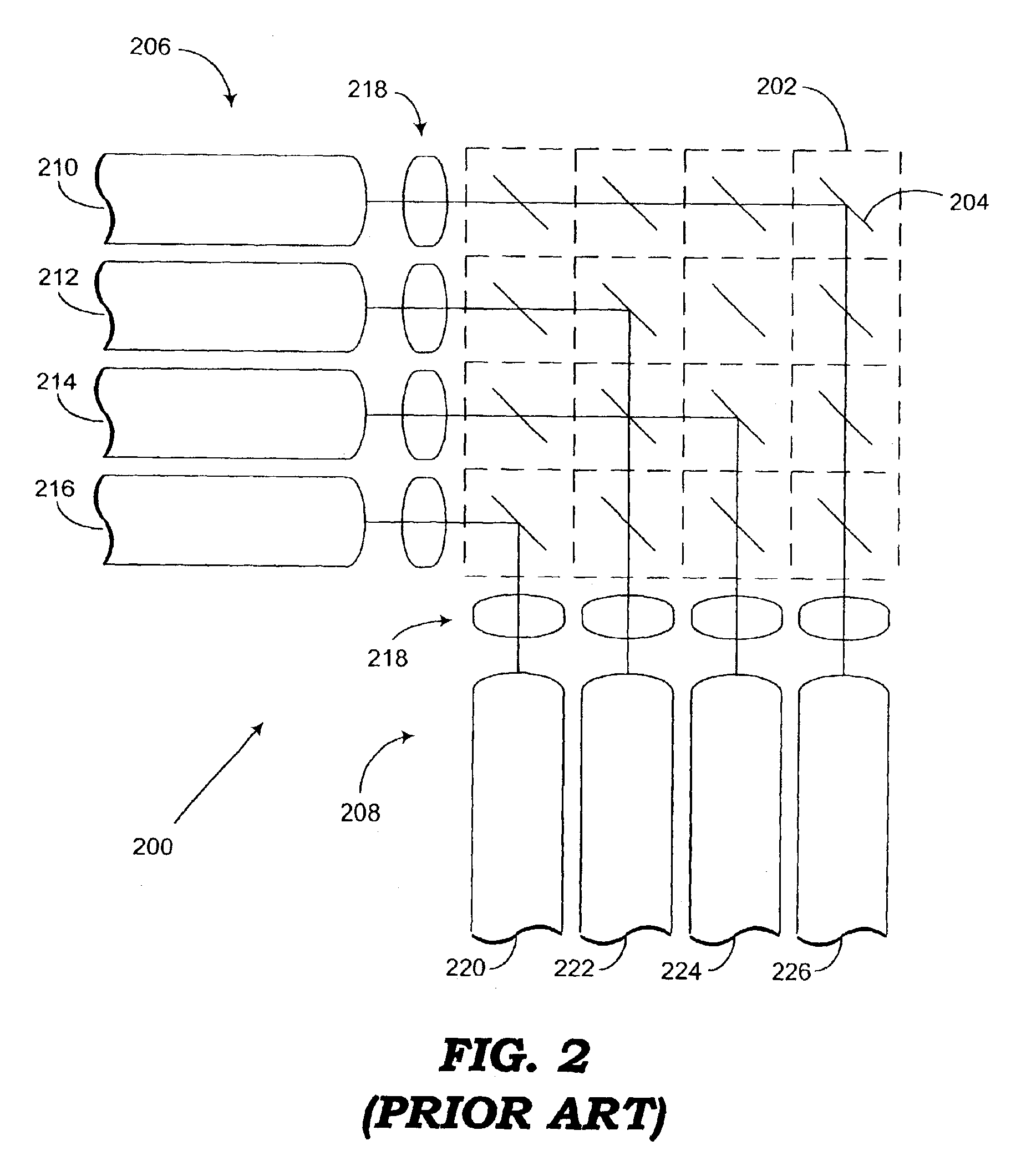 Optical switch with reduced beam divergence