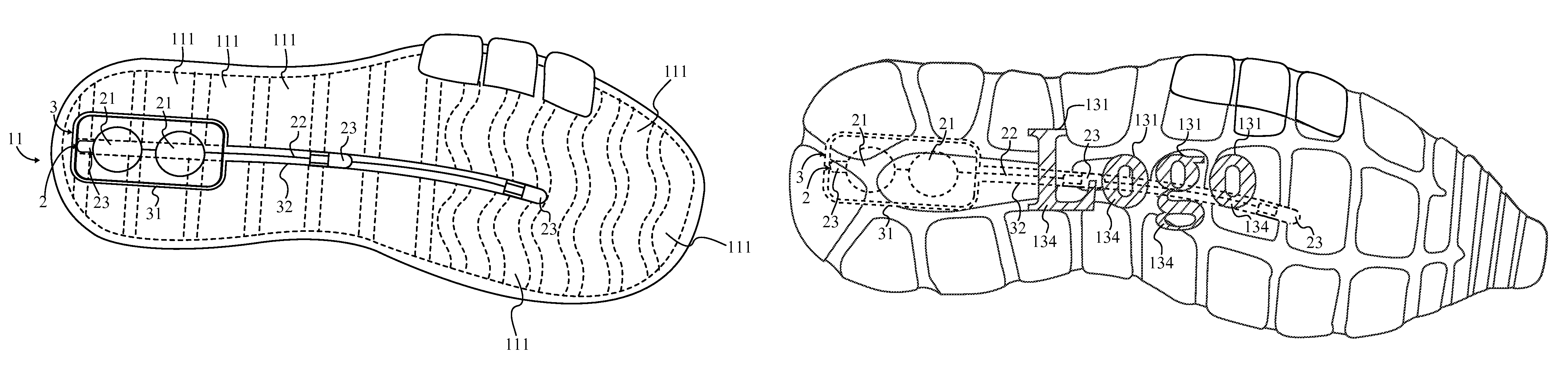 Internally illuminated footwear component