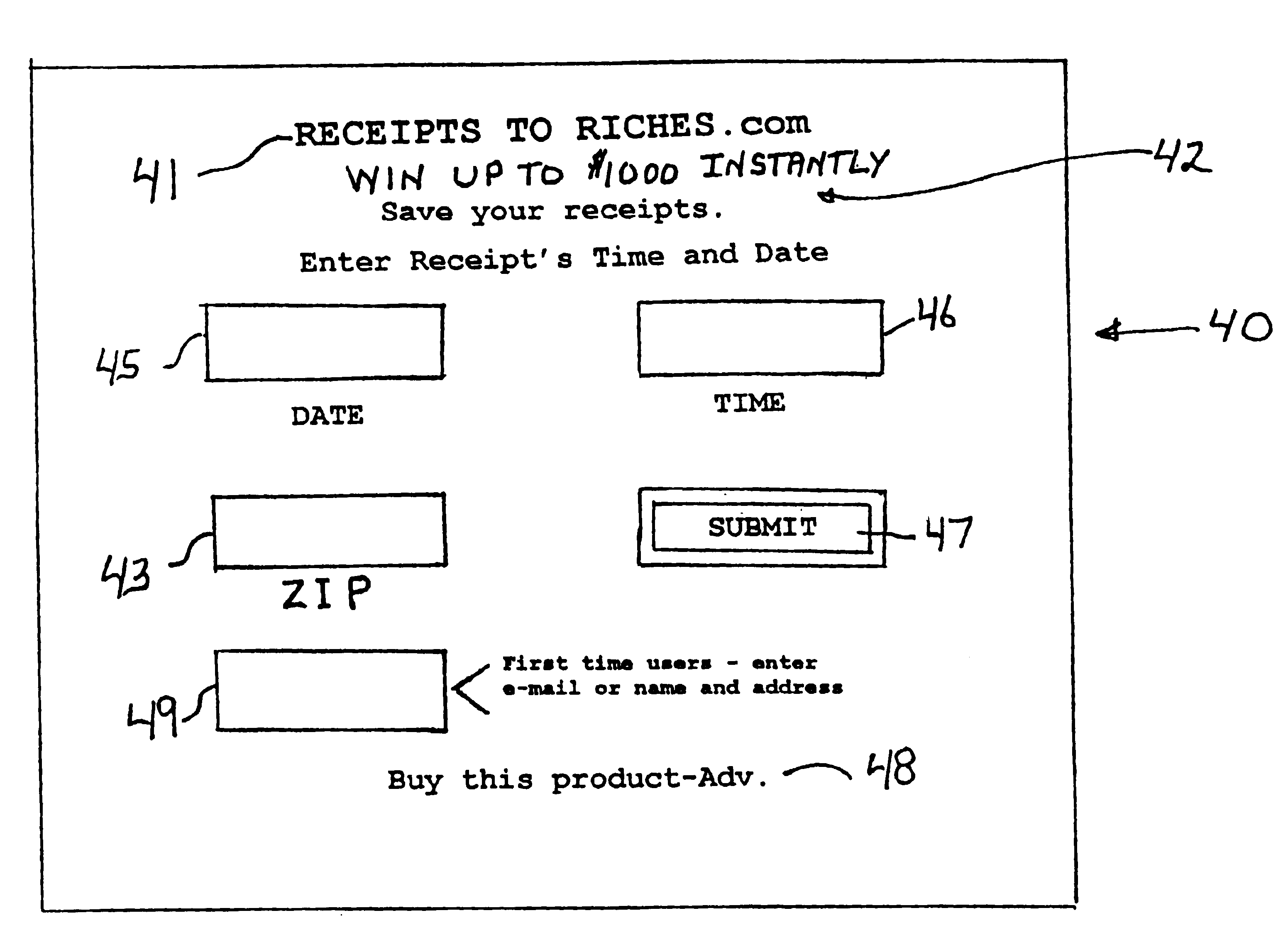 Drawing for winners over the internet using receipts and zipcodes