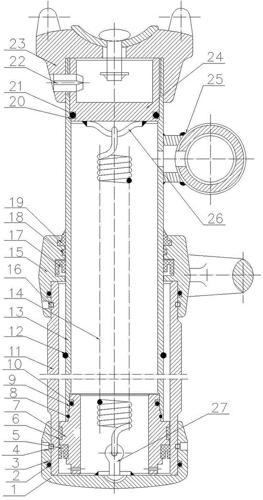 Non-joint single hydraulic prop for blasting mining