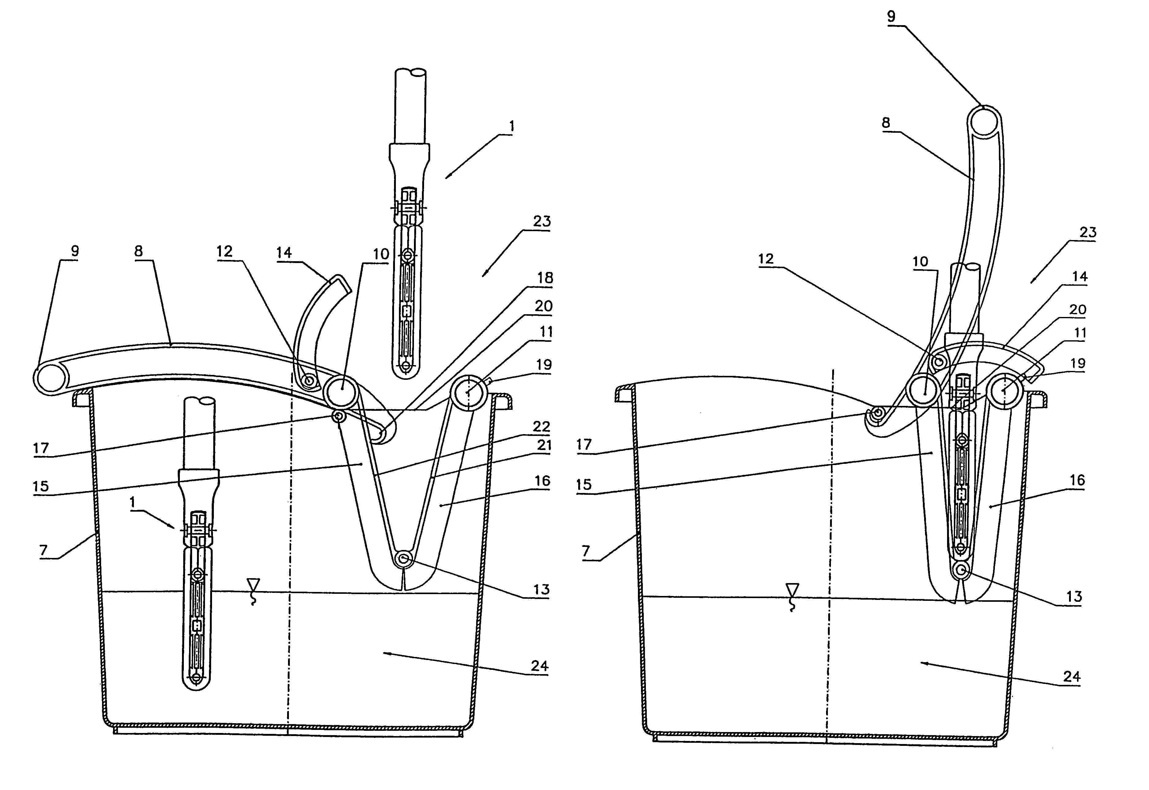 Device for squeezing liquid-absorbing wiper bodies