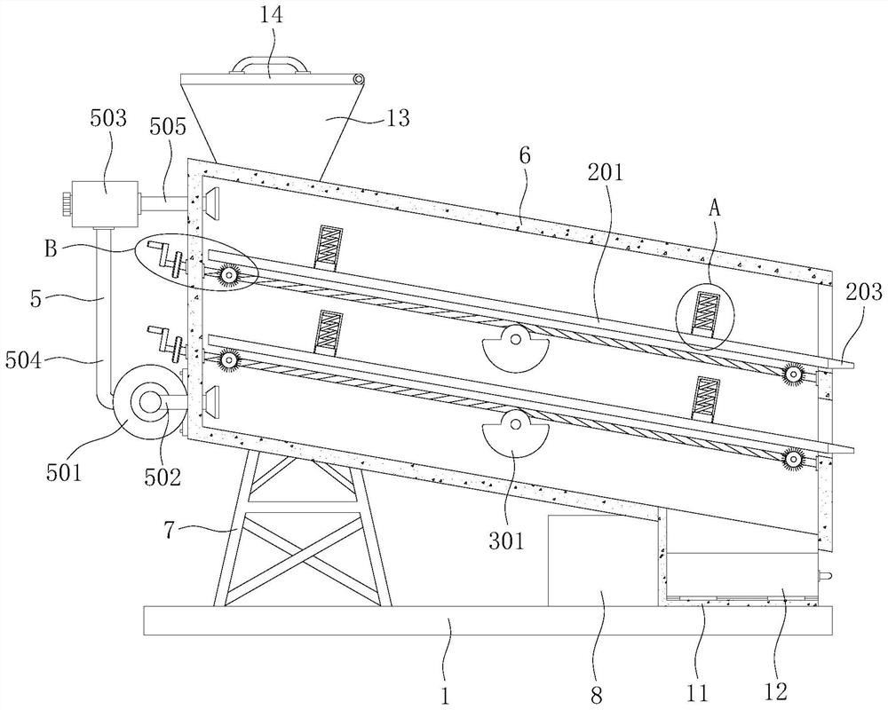 Multi-layer rockfill material screening device