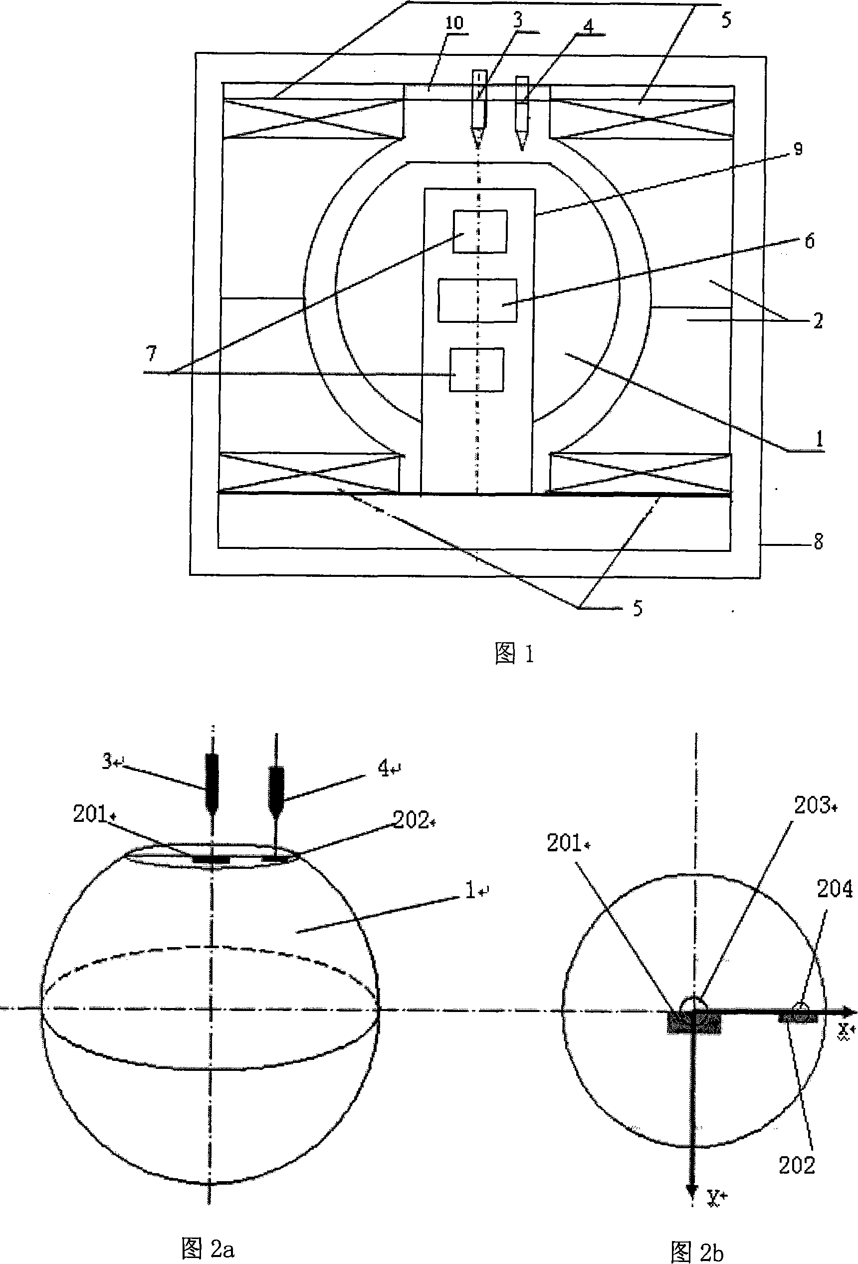 Magnetic suspension device used for measuring spherical spinner pole axis deflection angle and measurement method thereof