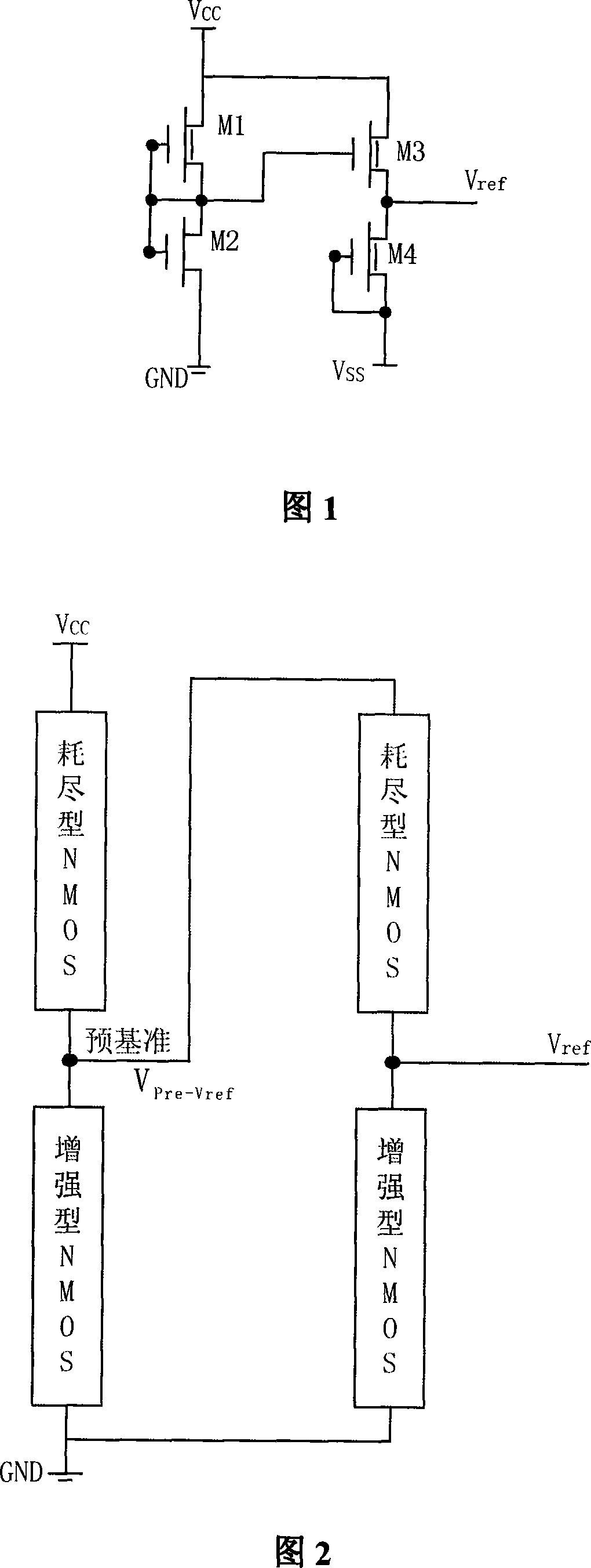 E/D NMOS reference voltage source with high electric power rejection ratio