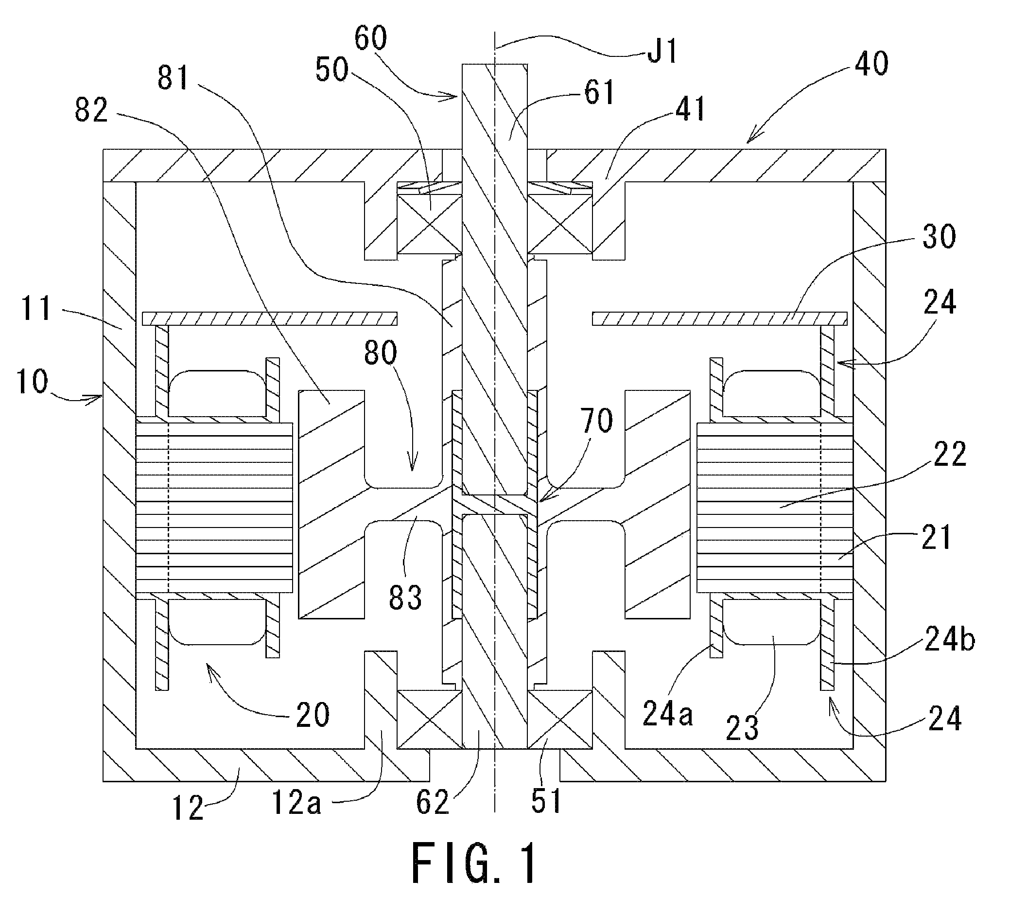 Motor having shaft members