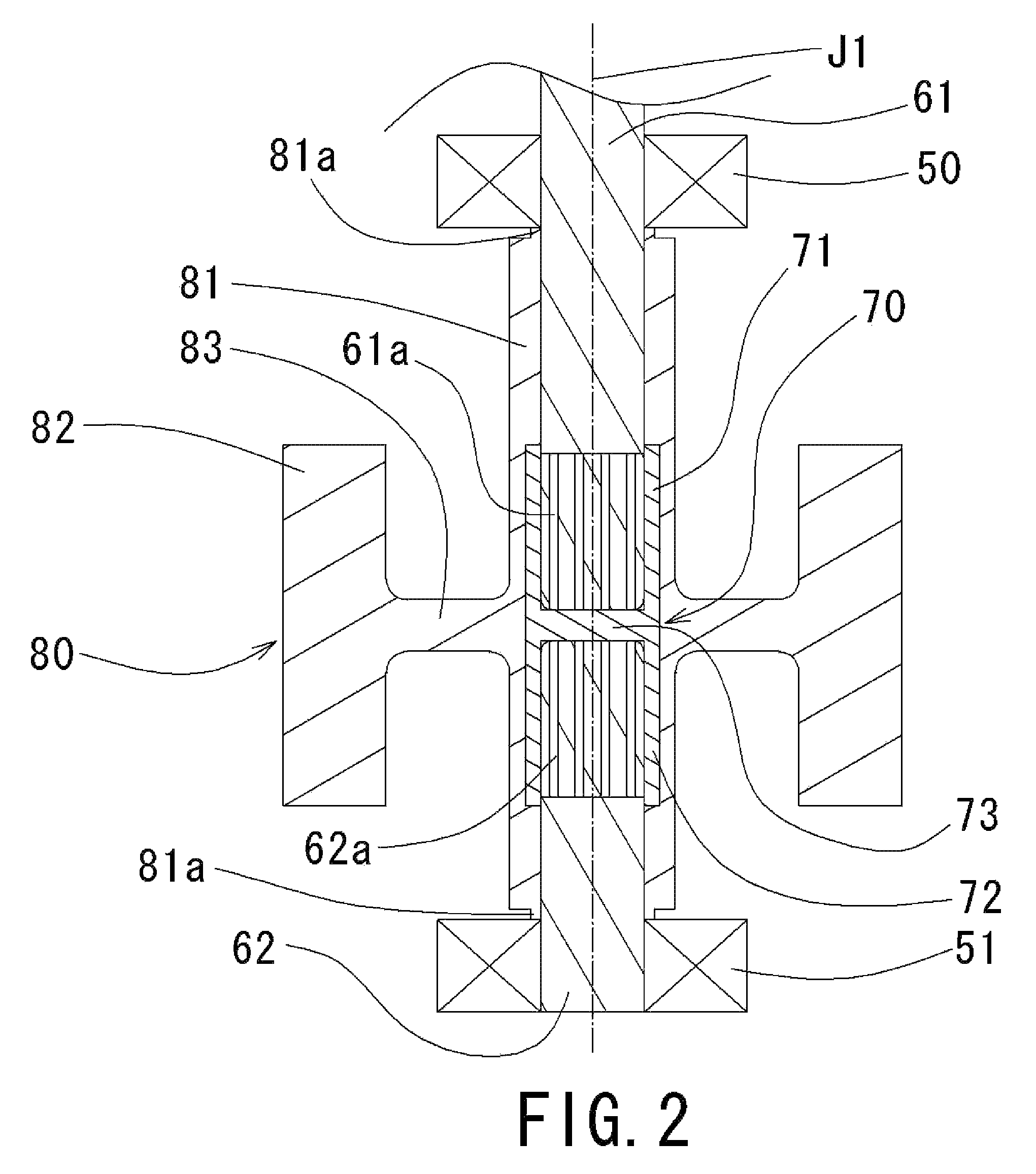 Motor having shaft members