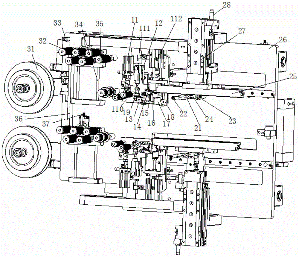 A pole piece winding equipment and a cutting and gluing device