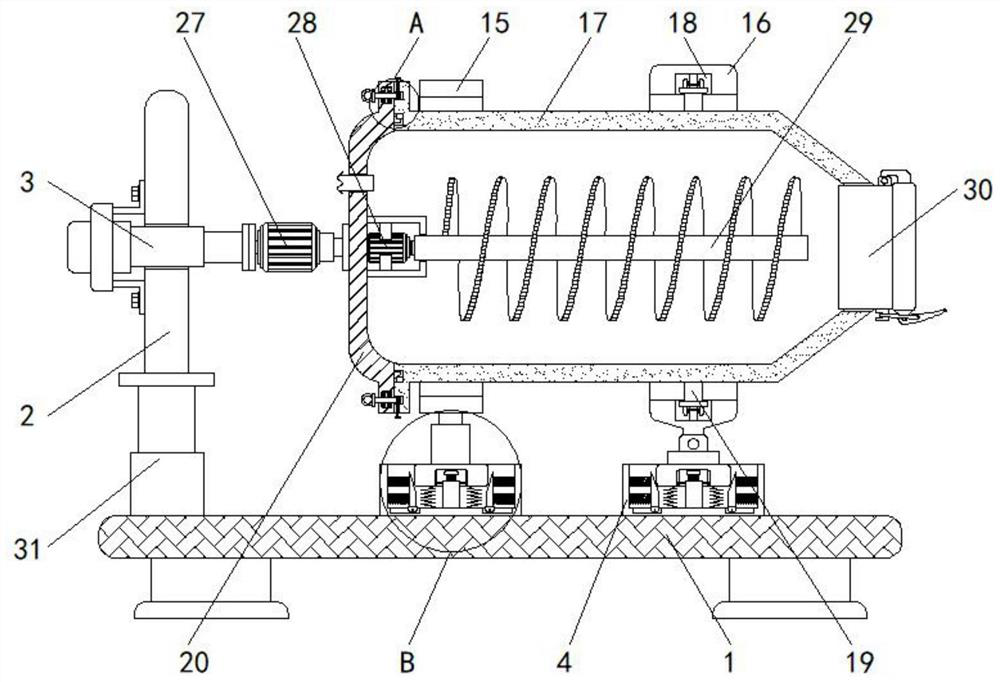 Efficient mixing device facilitating feeding for concrete