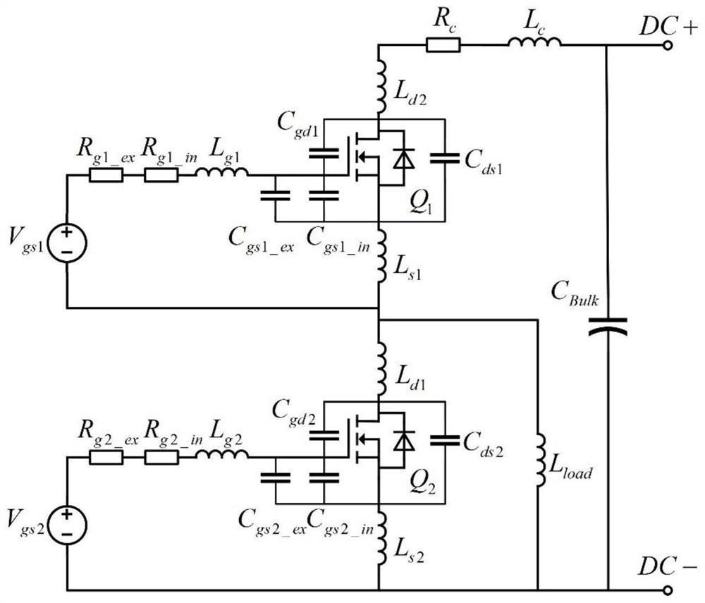 SiC MOSFET crosstalk voltage calculation, parasitic parameter extraction and driving parameter setting method