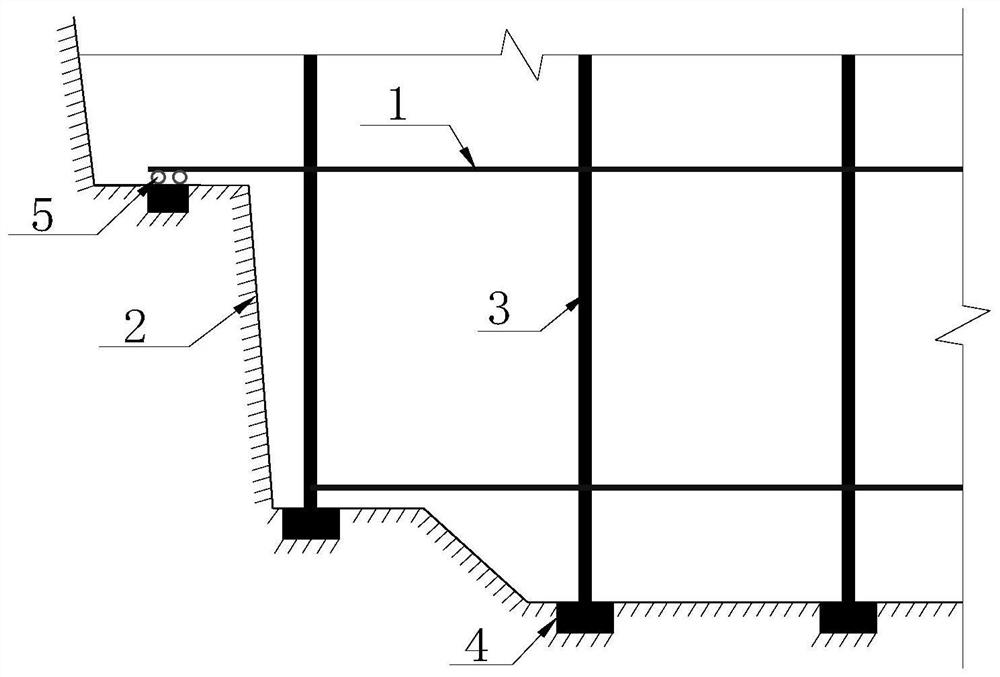 Multi-point sliding support structure along the wall, concrete ring platform and support method