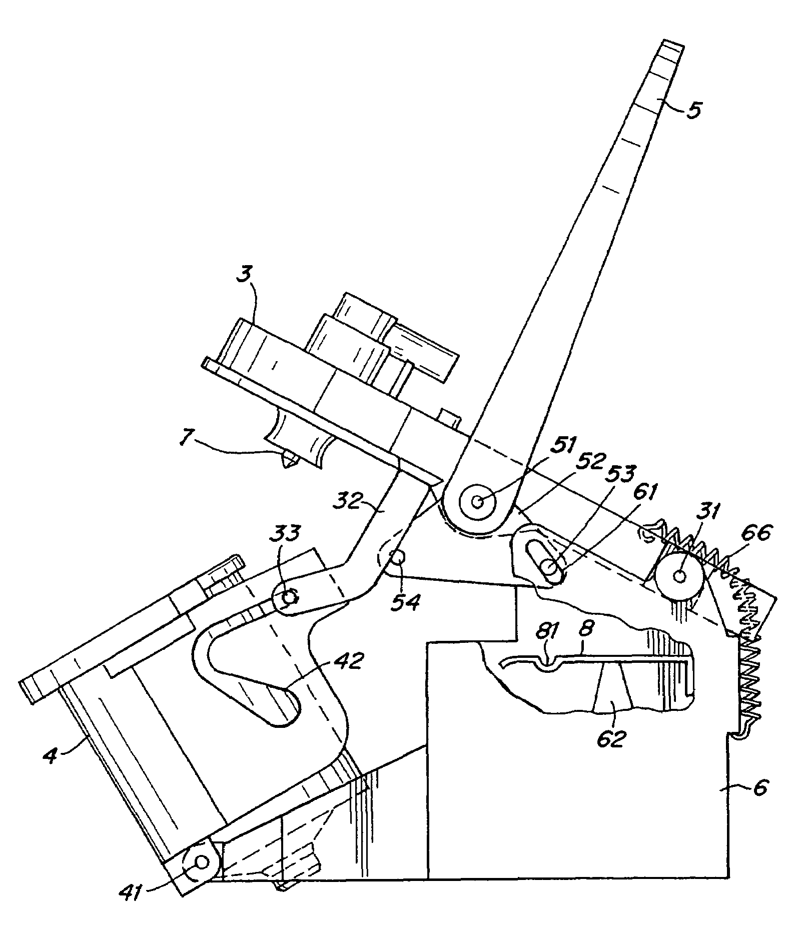 Beverage forming device with opening/closing mechanism for a beverage cartridge receiver