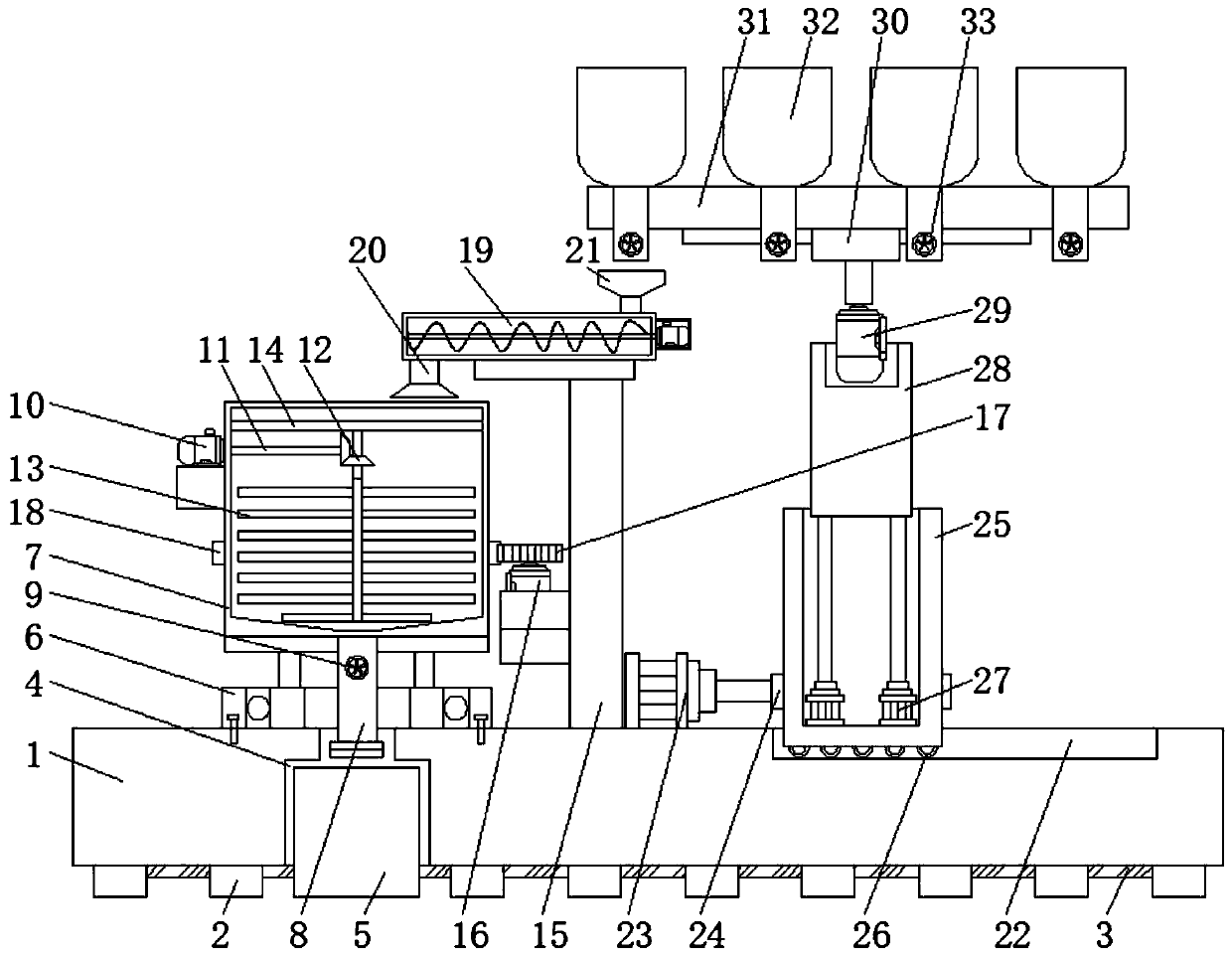 Feed mixing device for sheep breeding