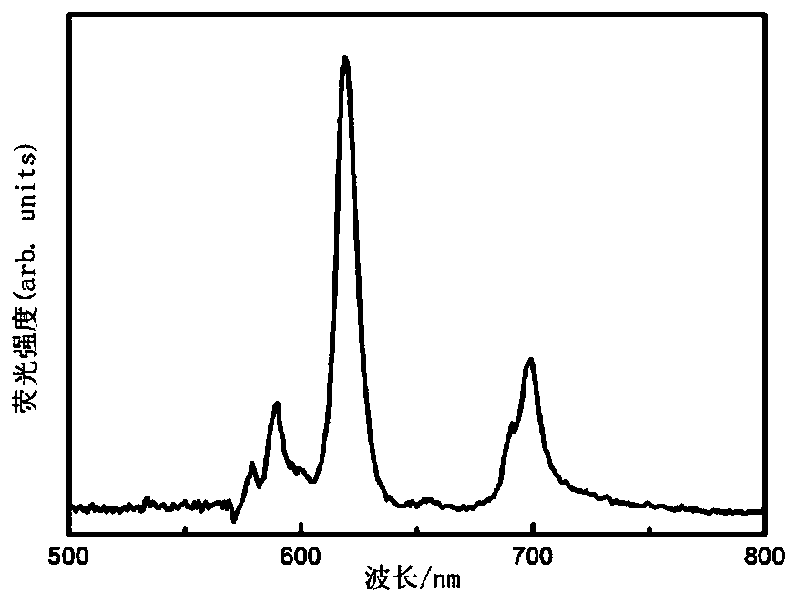 Gallate red fluorescent powder for white light LED as well as preparation method thereof