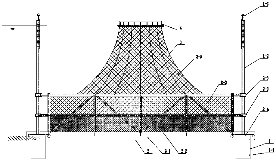 Bottom-seated net cage suitable for bottom water body aquaculture