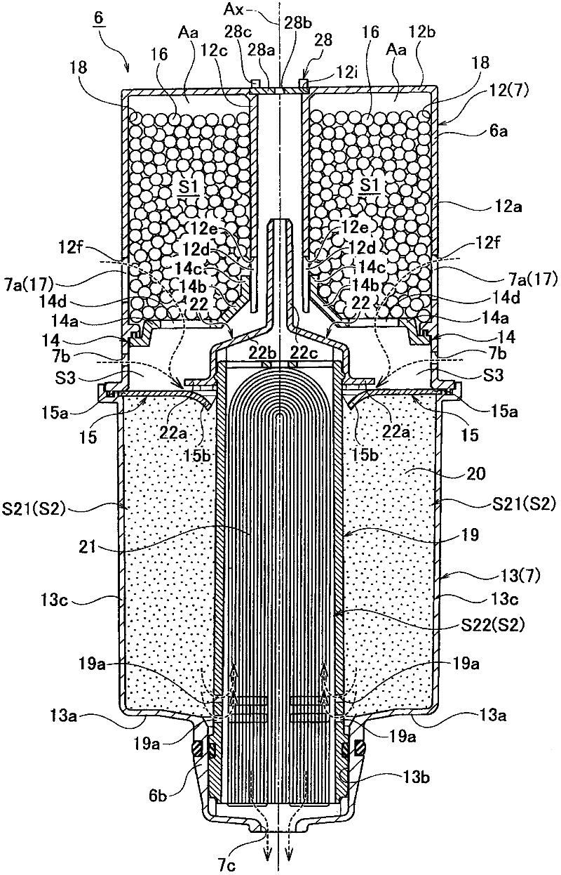 Water-purifying cartridge and water purifier