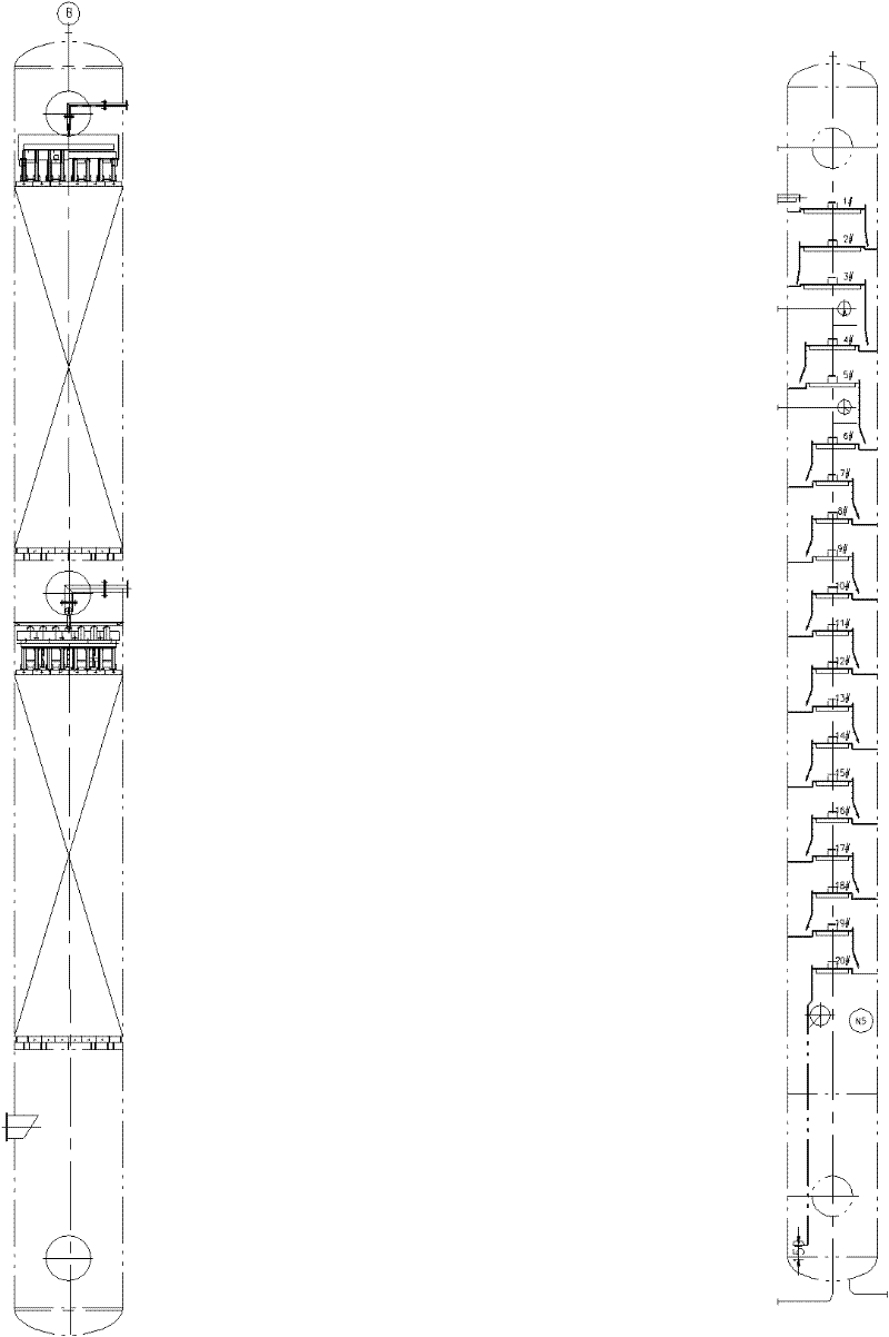 Mixed butyraldehyde separation device and application of packed towers