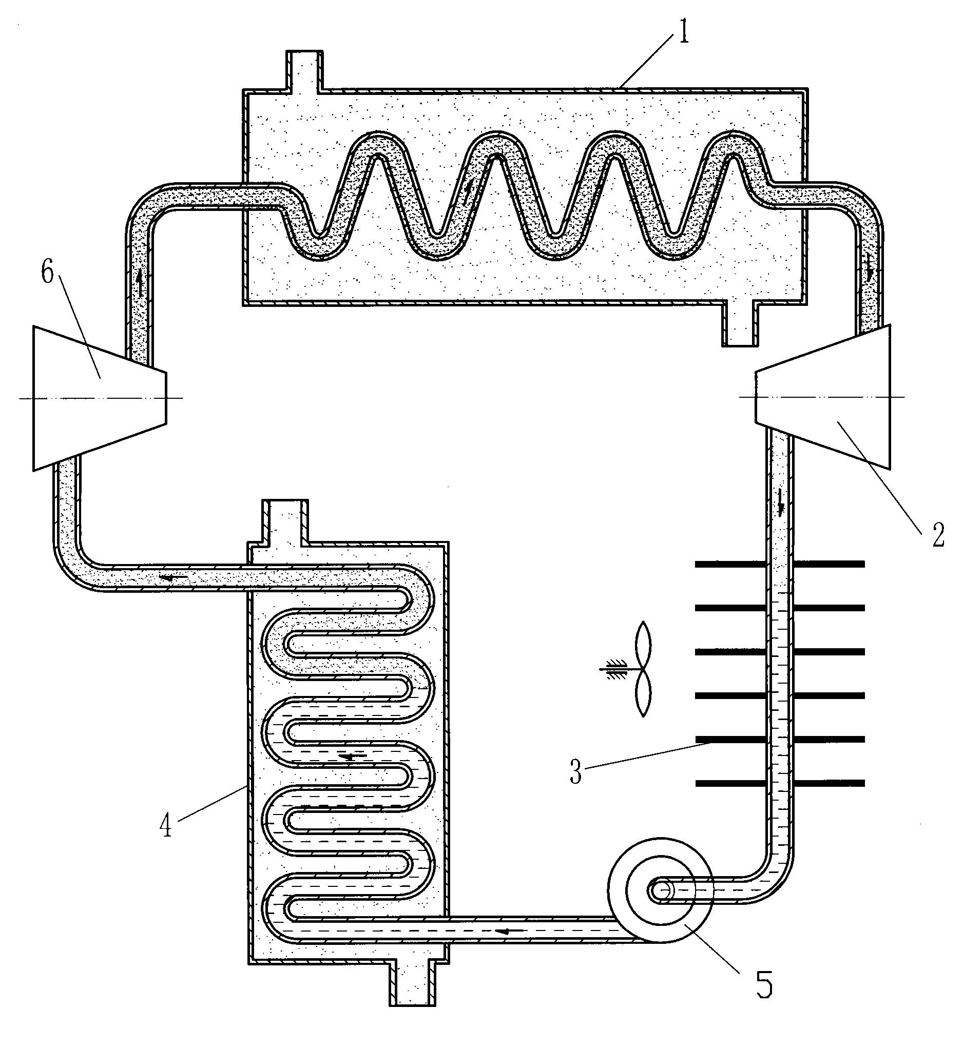 Gasification circulation thermal power system of mild-hypothermia thermal source