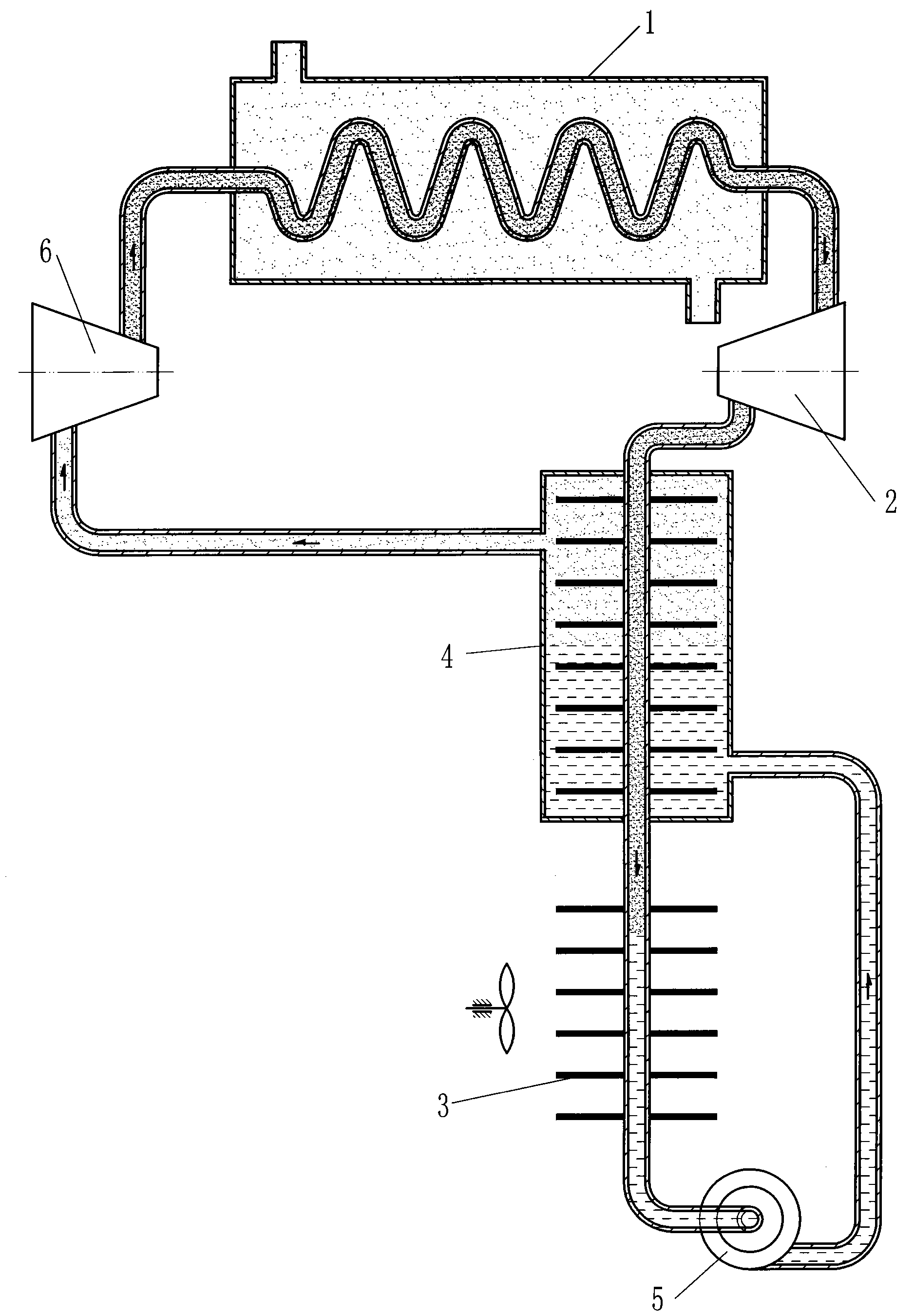 Gasification circulation thermal power system of mild-hypothermia thermal source