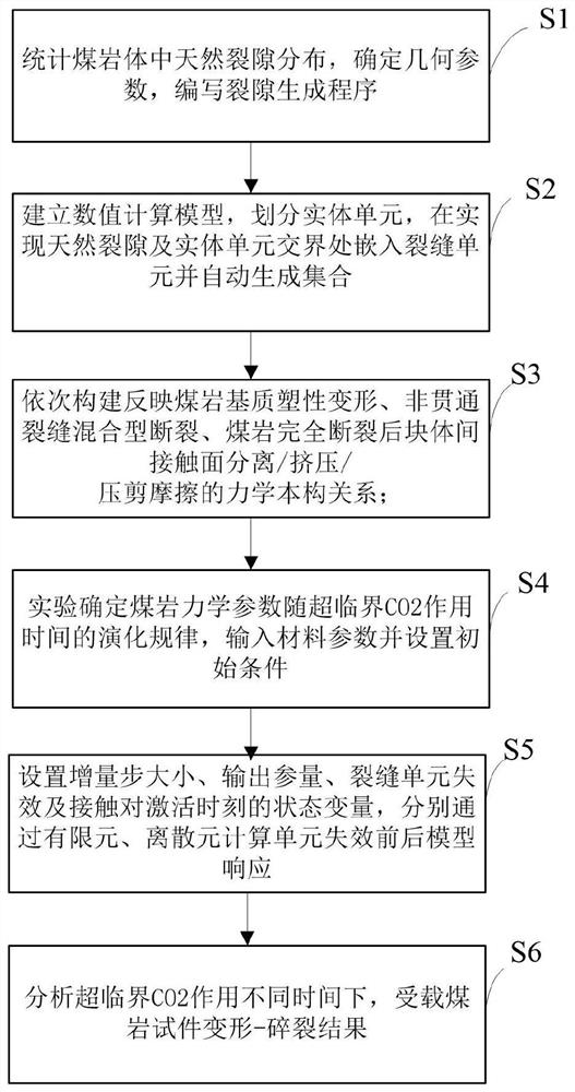 Simulation method for deformation-fragmentation of quasi-brittle material under action of supercritical CO2