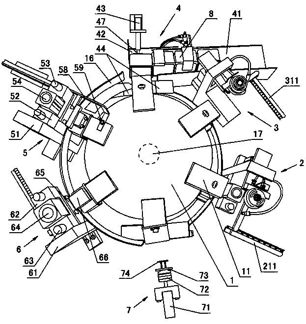 Full-automatic double-layer rotary type equipment for installing iron pieces in plastic concealed junction box