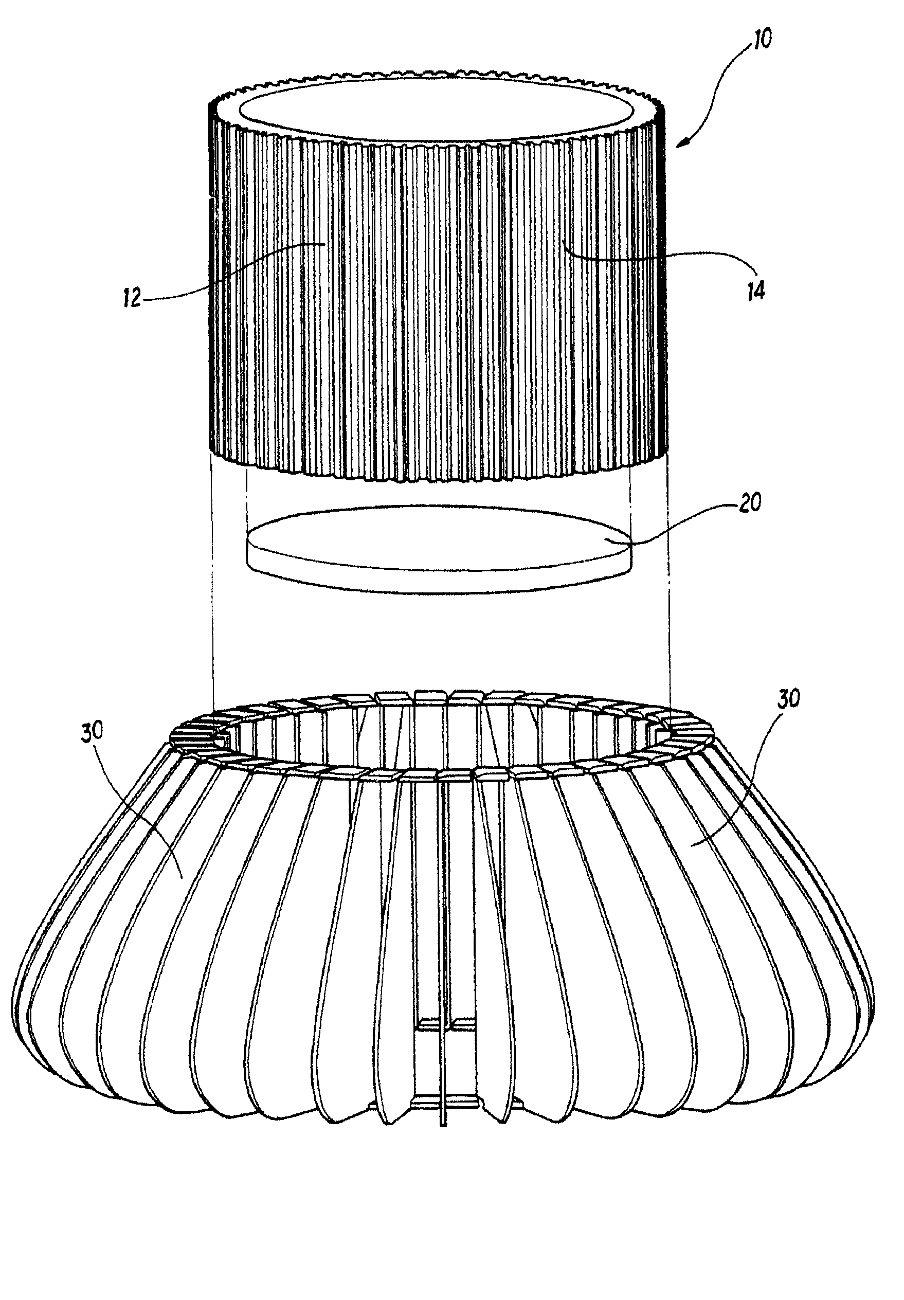 Ring heat dissipating device formed by punching and riveting through a shaping mold