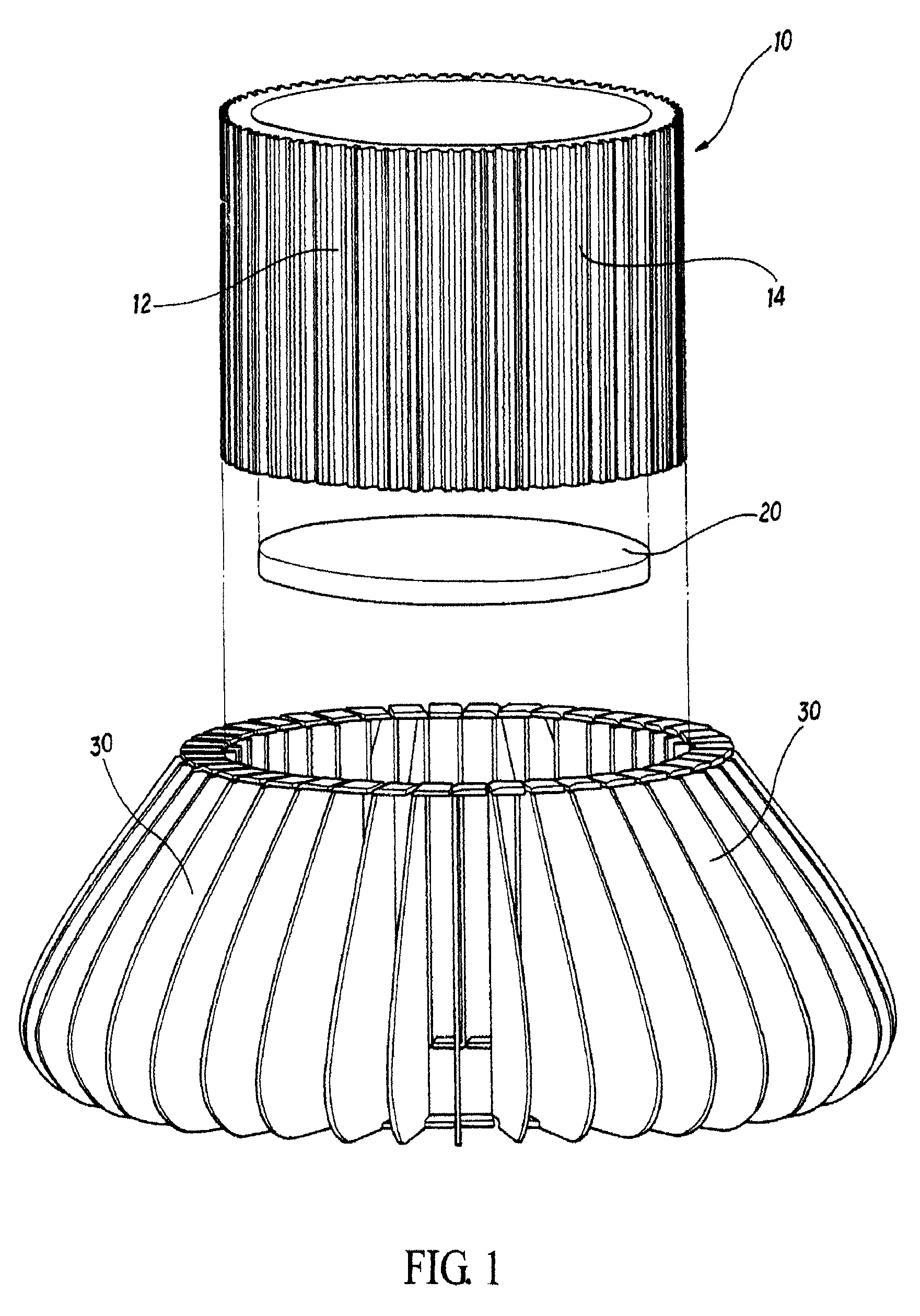 Ring heat dissipating device formed by punching and riveting through a shaping mold