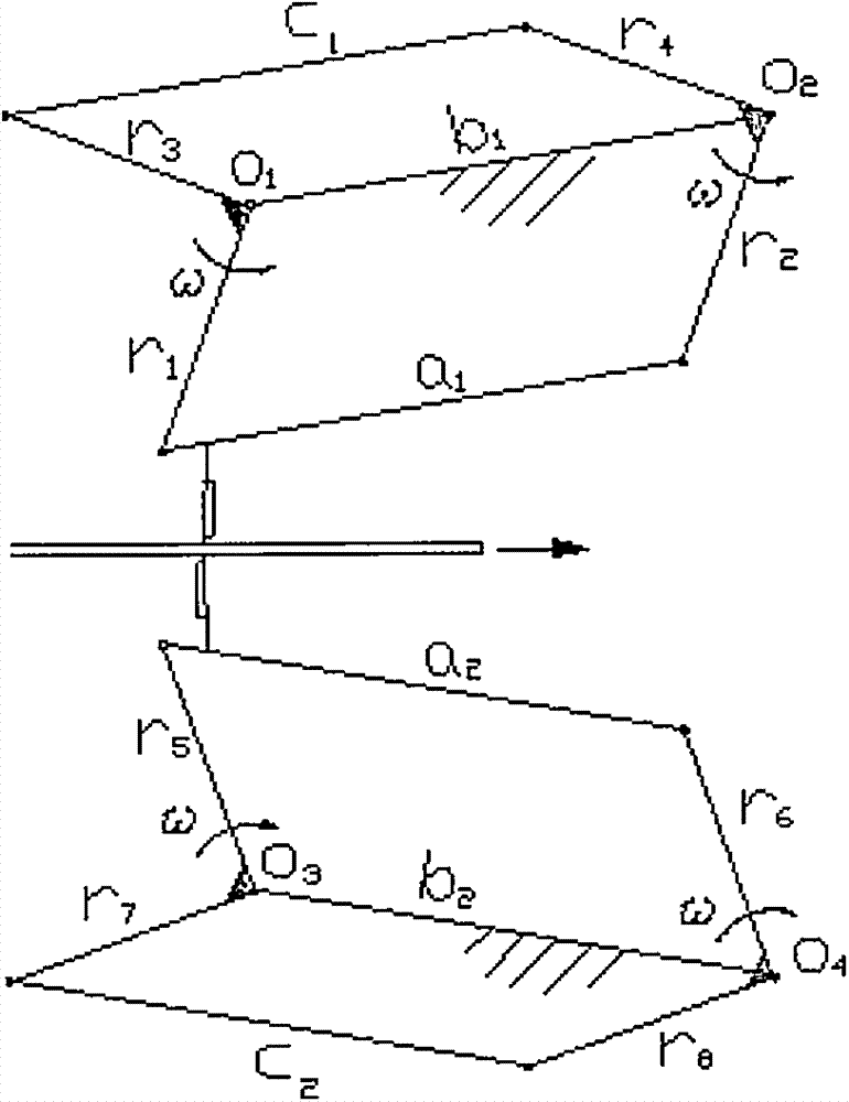 Double-crank flying shear mechanism with instinct of automatically eliminating mechanism movement dead points