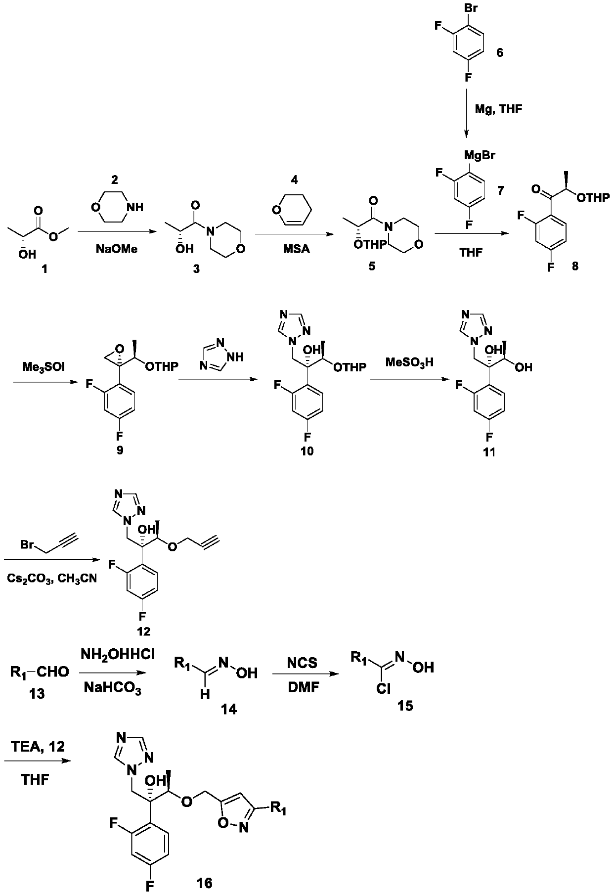 Triazole alcohol derivative as well as preparation method and application thereof