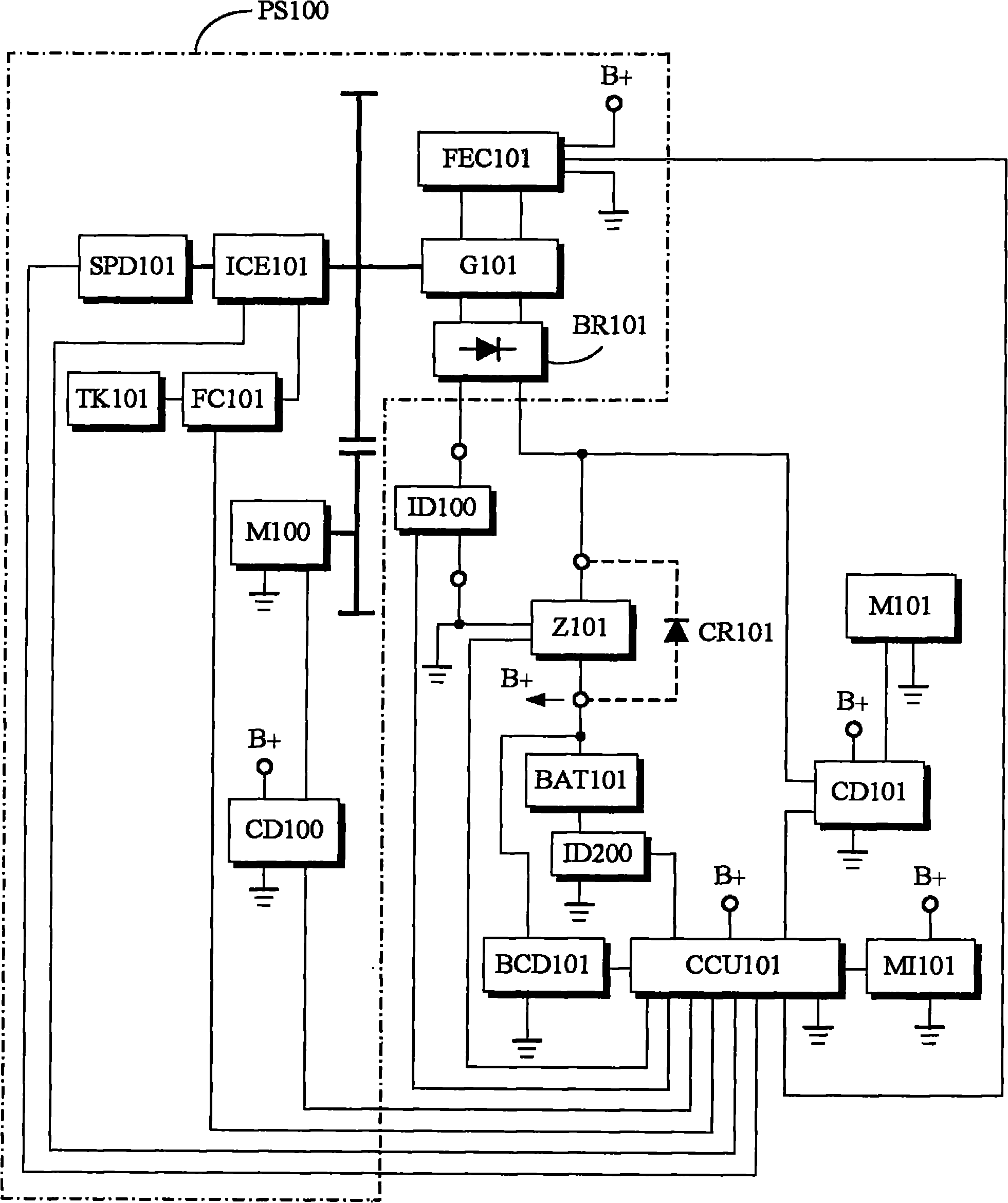 Storage battery charging and jointly outputting system of current-limiting power supply