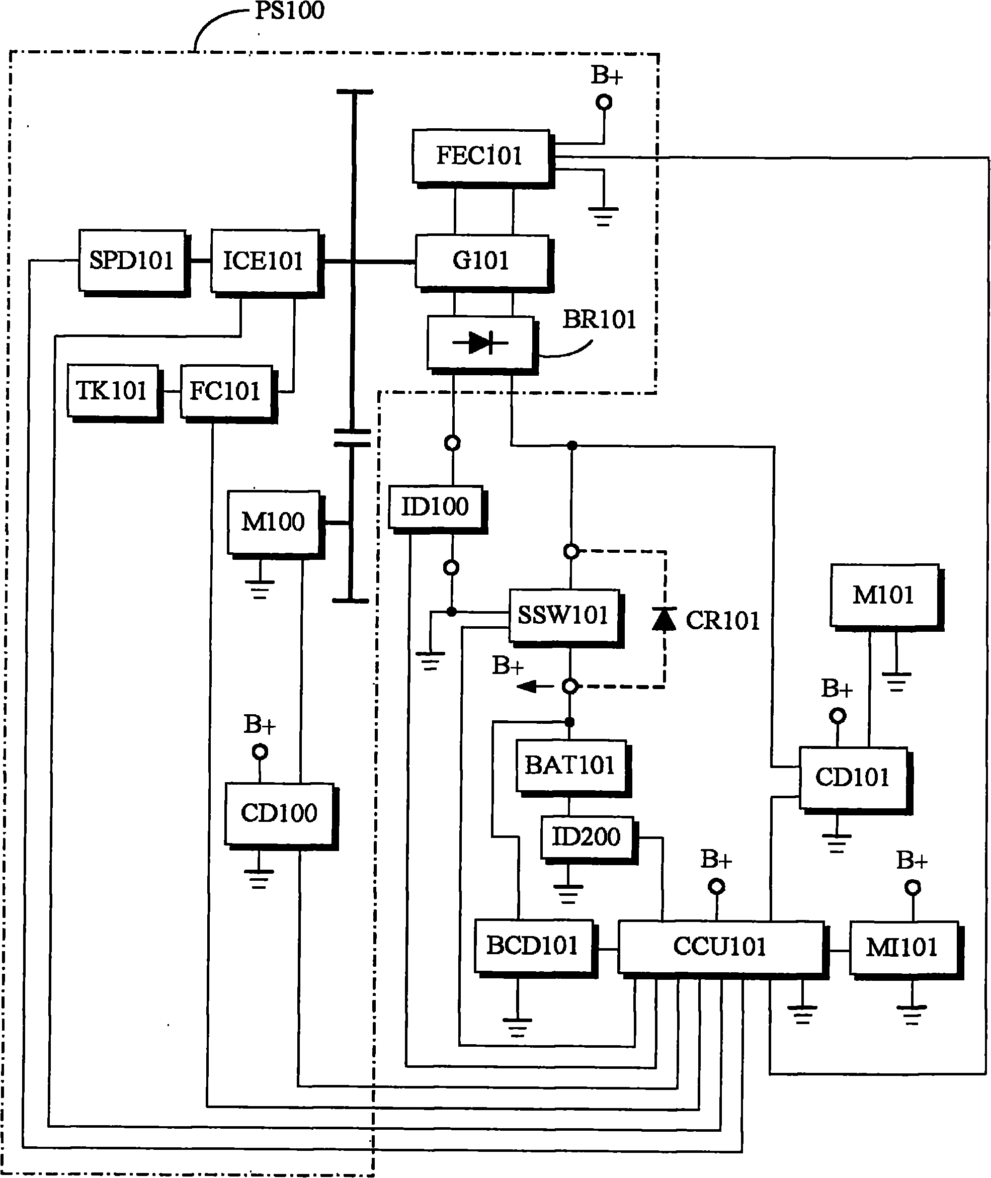 Storage battery charging and jointly outputting system of current-limiting power supply