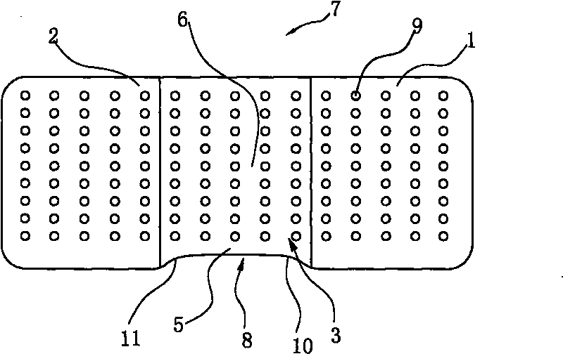 Three-section type memory pillow inner