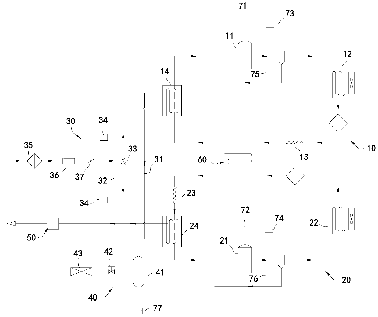 Low-temperature cold air refrigeration system and control method thereof as well as minimal quantity lubrication cooing system