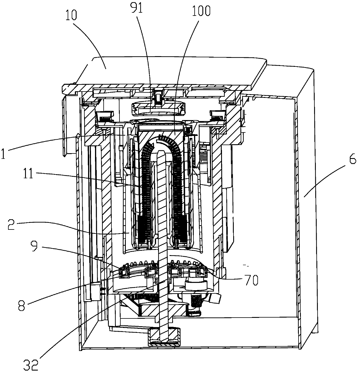 Inverted brushing type container cleaning machine