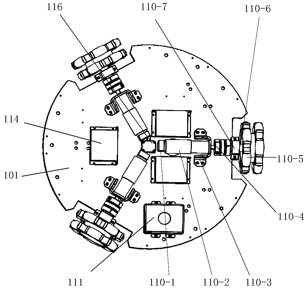 Three-wheel omnidirectional moving robot platform