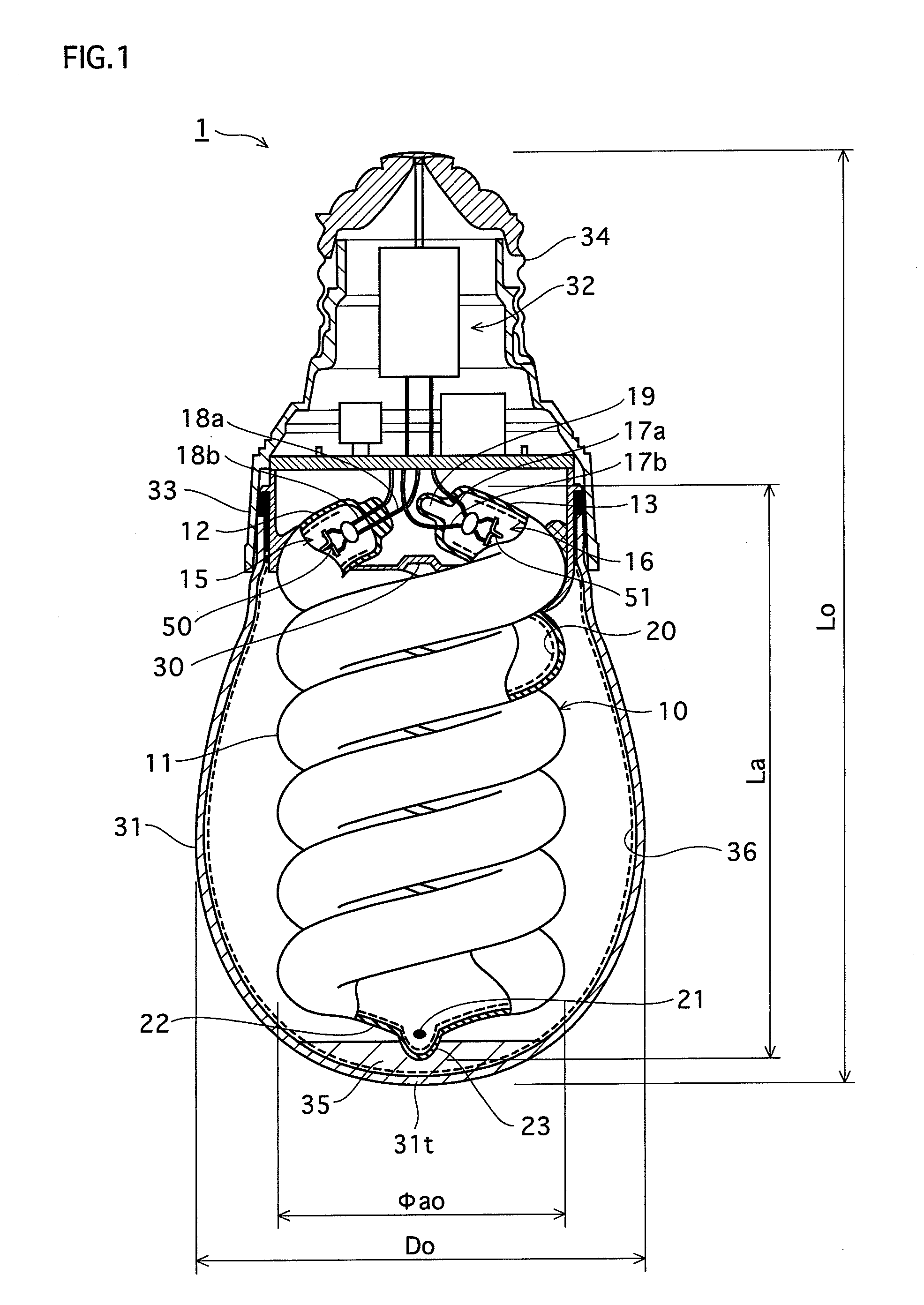 Electrode for discharge lamp and discharge lamp