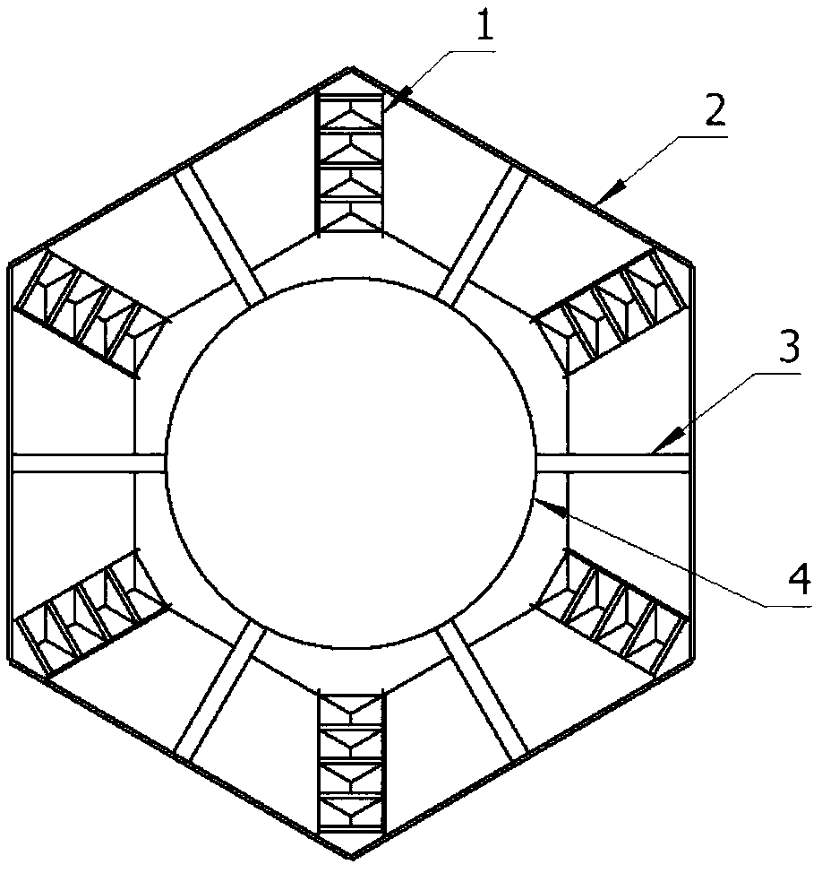 A polyhedral anti-icing device suitable for single-column three-pile offshore wind power foundation