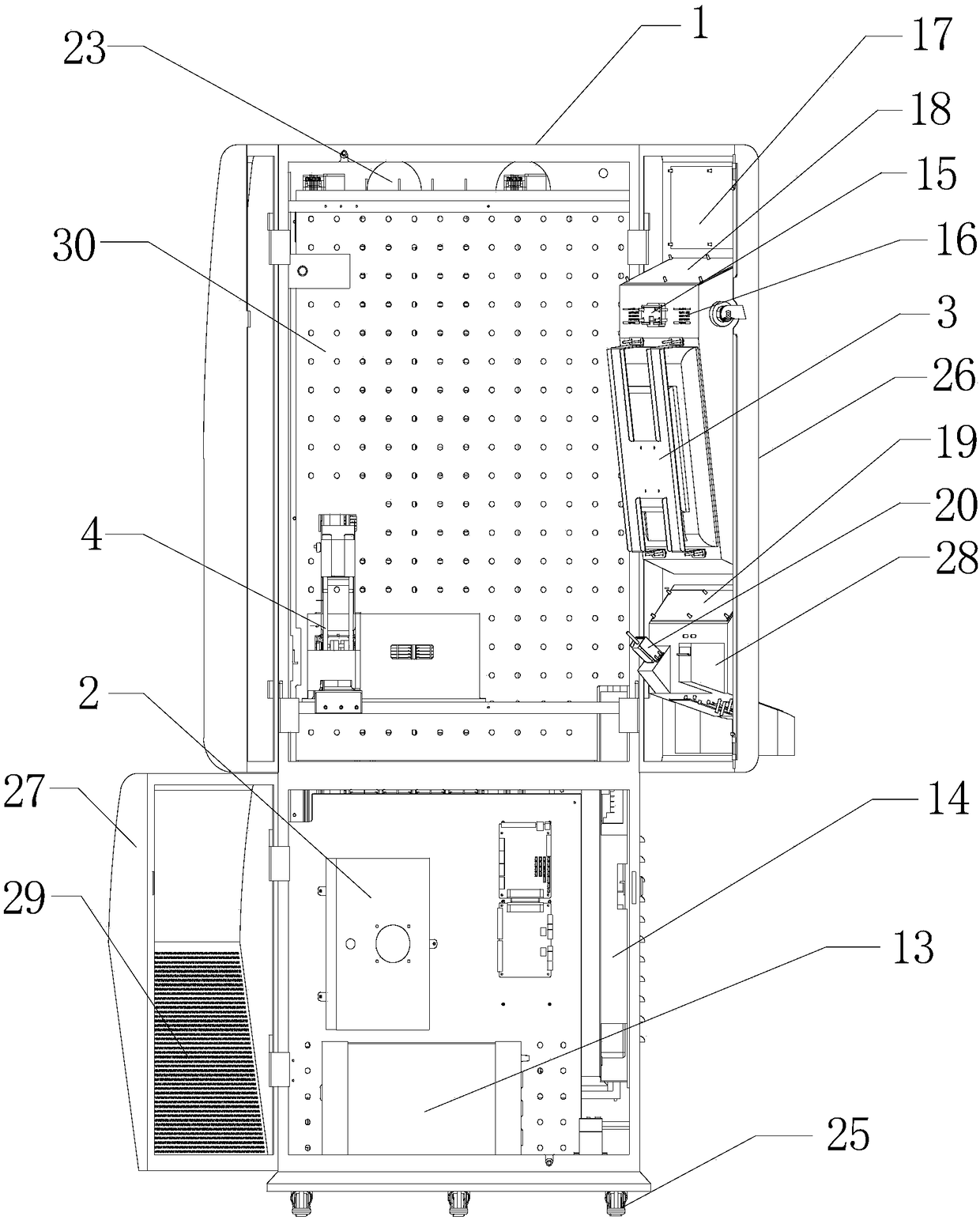 A self-service device for collecting a card and a method for collecting a card