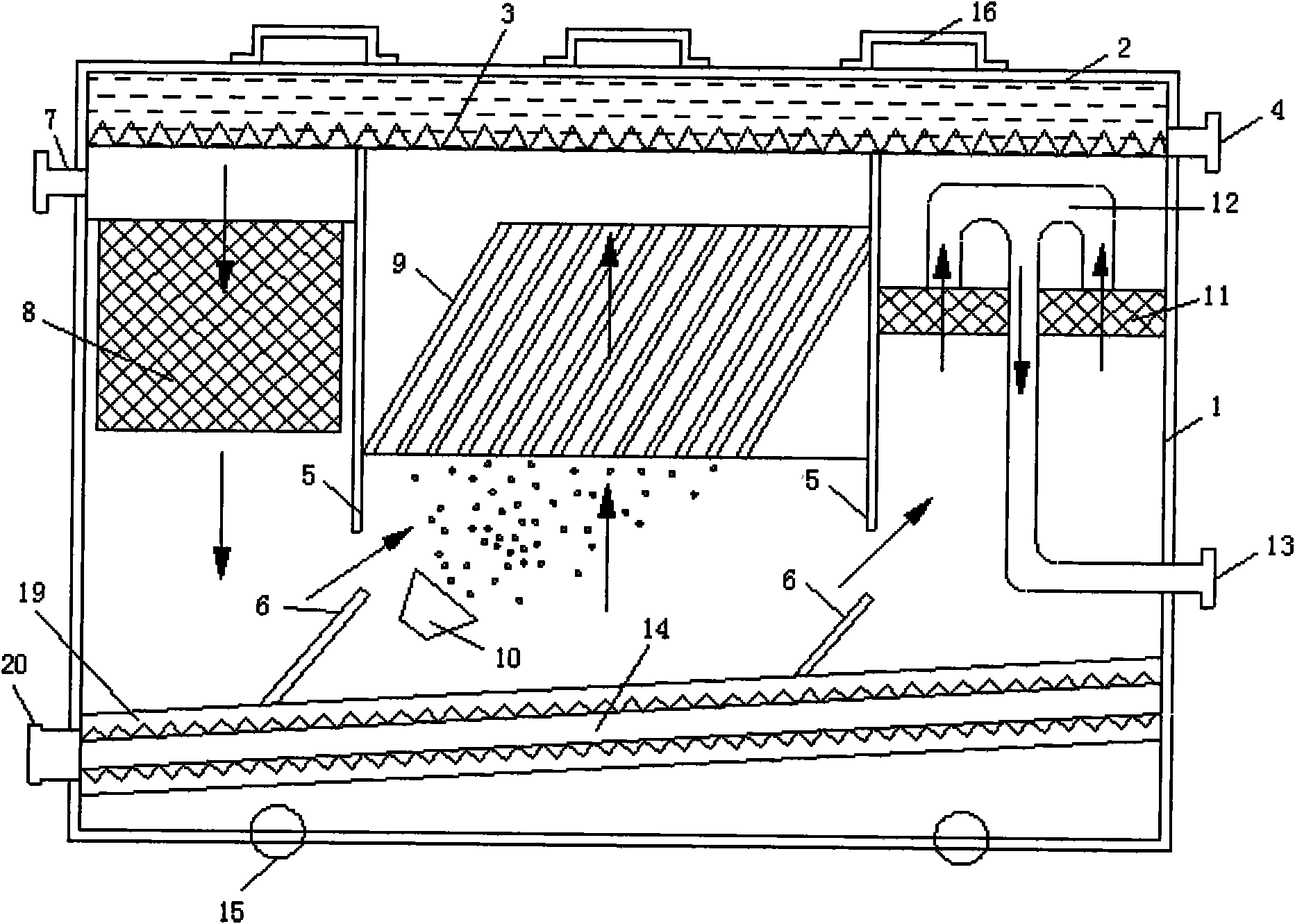 Residue, water and oil separator