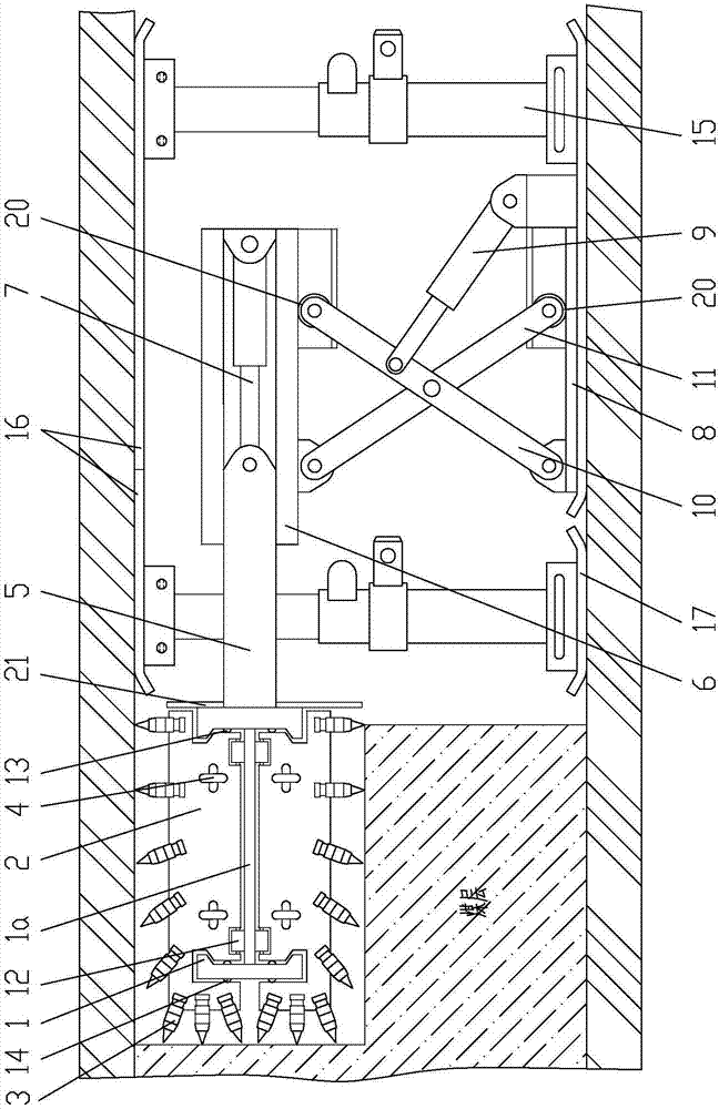 Coal mining and conveying machine integrating slotting, coal raking with coal mining