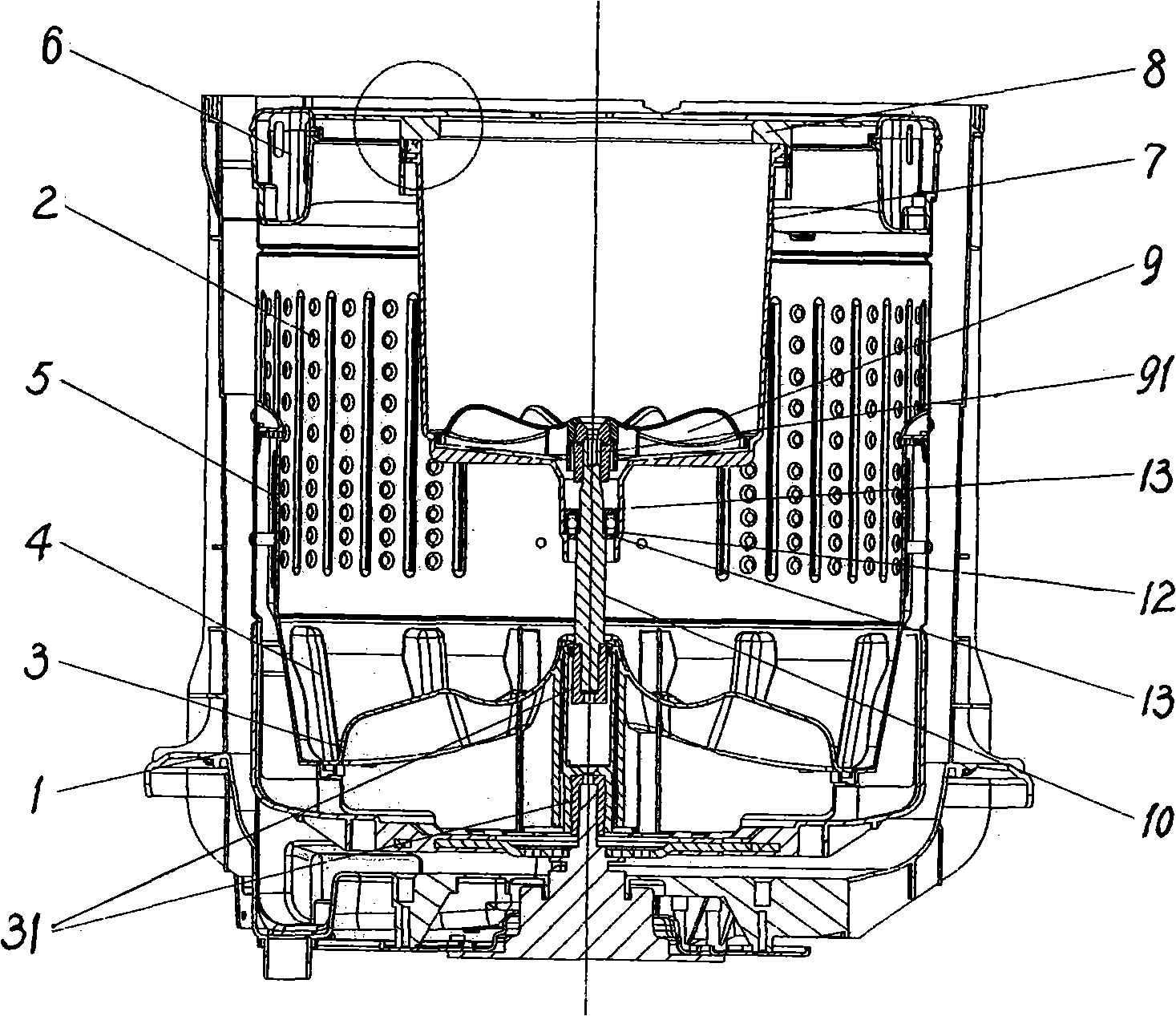 Full automatic washing machine with big and small washing becks