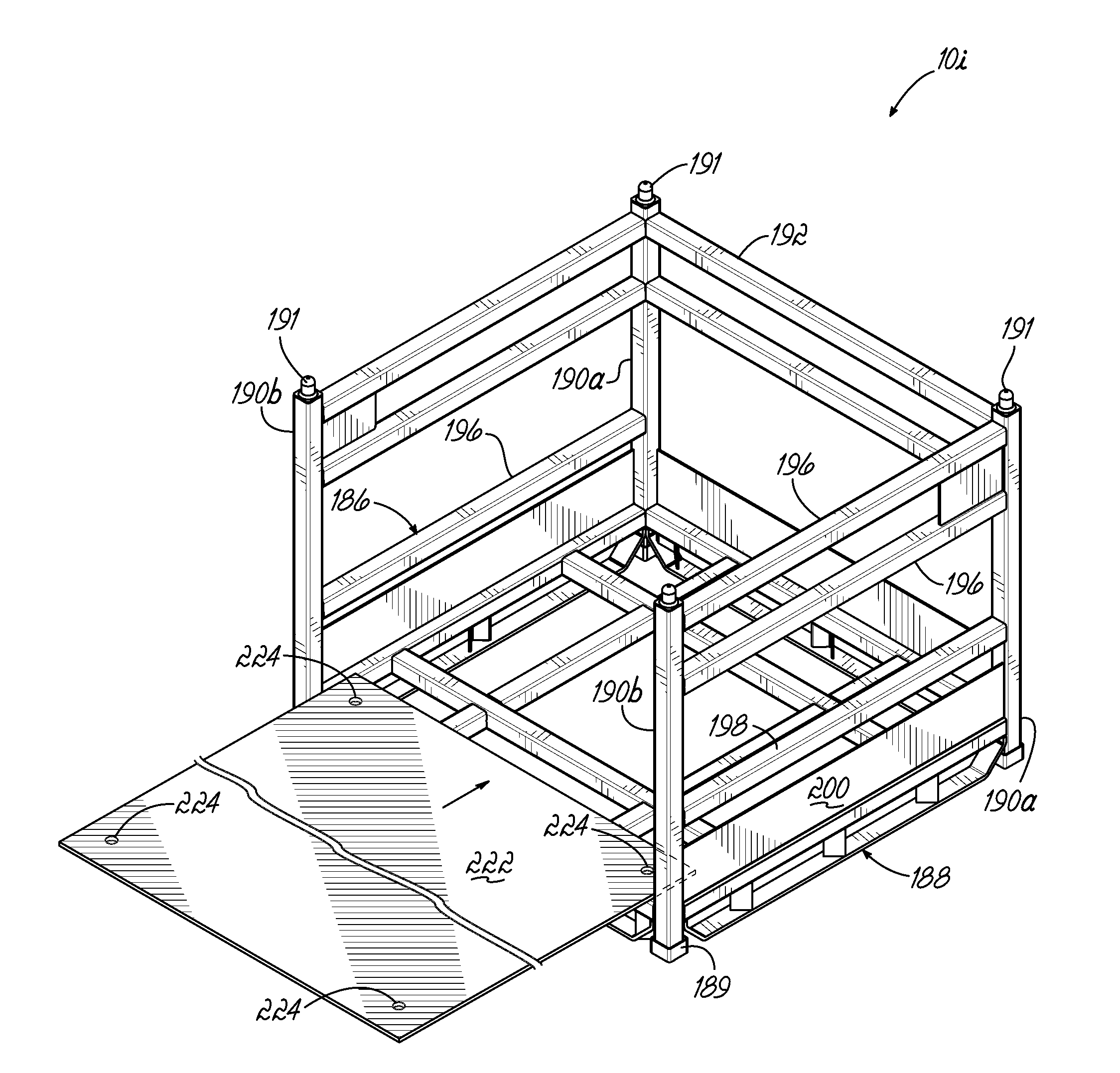 Container Having Metal Outer Frame For Supporting L-Shaped Tracks